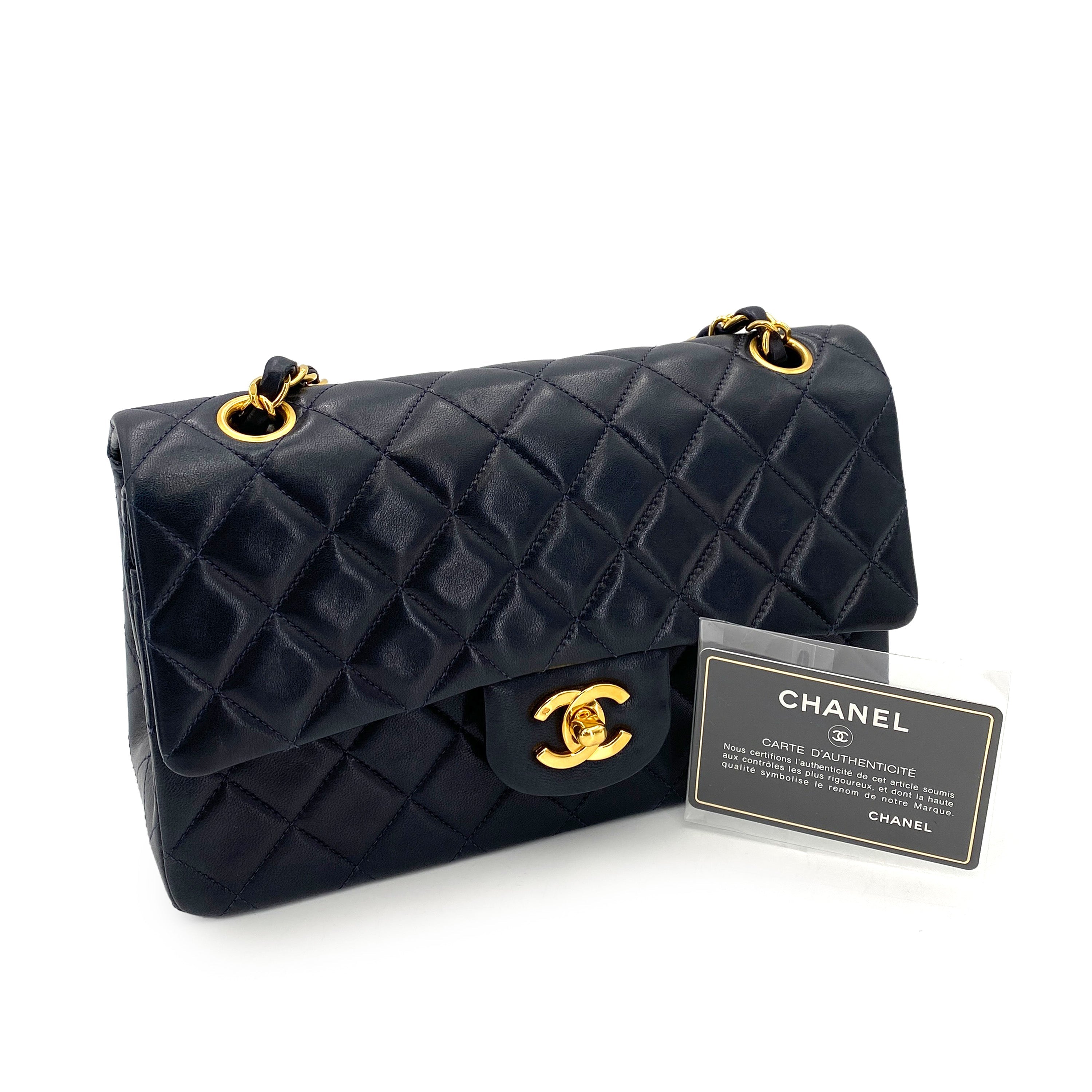 Chanel Vintage Classic Flap Small Navy Lambskin GHW #2 90246915