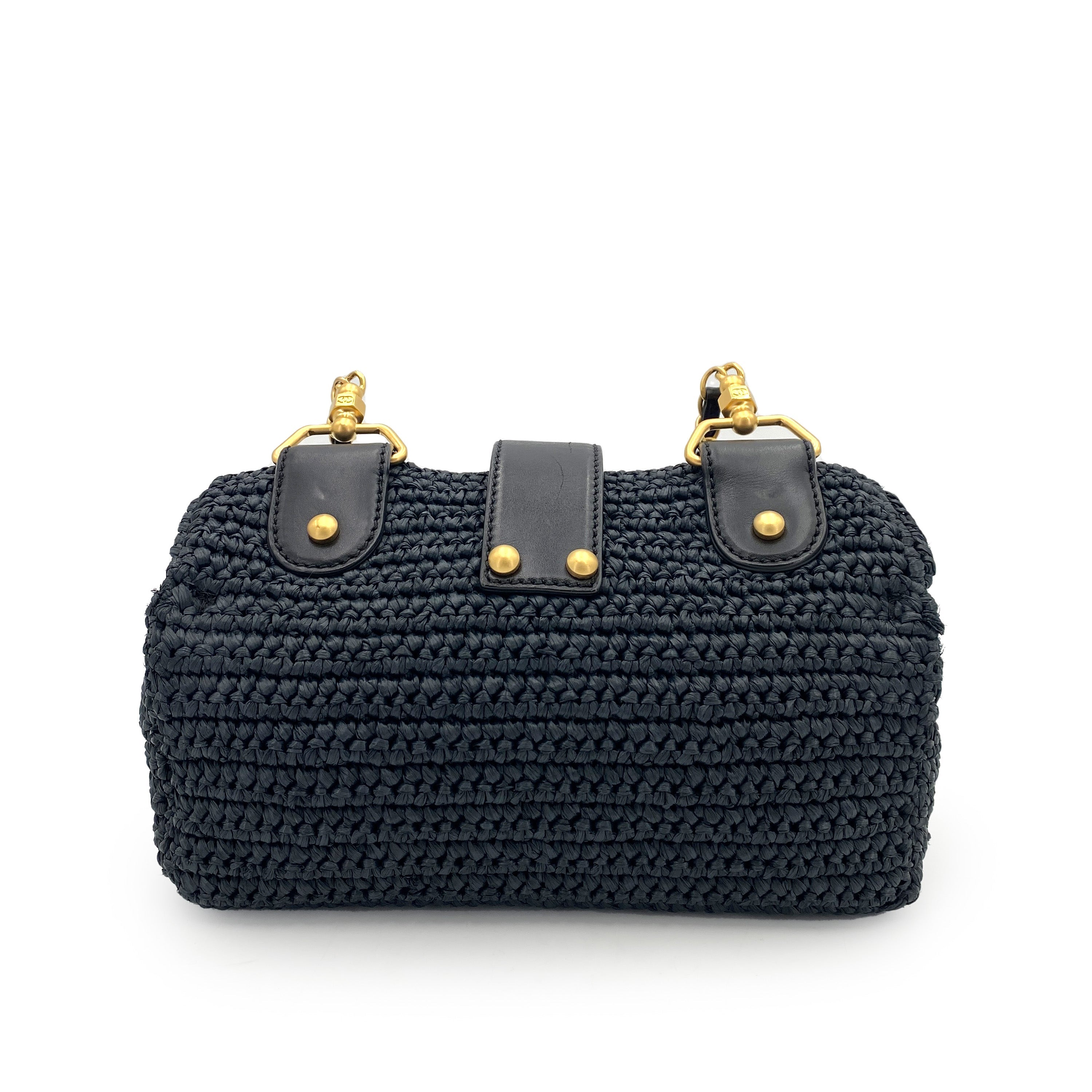 Chanel Vintage Shoulder Navy Raffia GHW #10 90247136