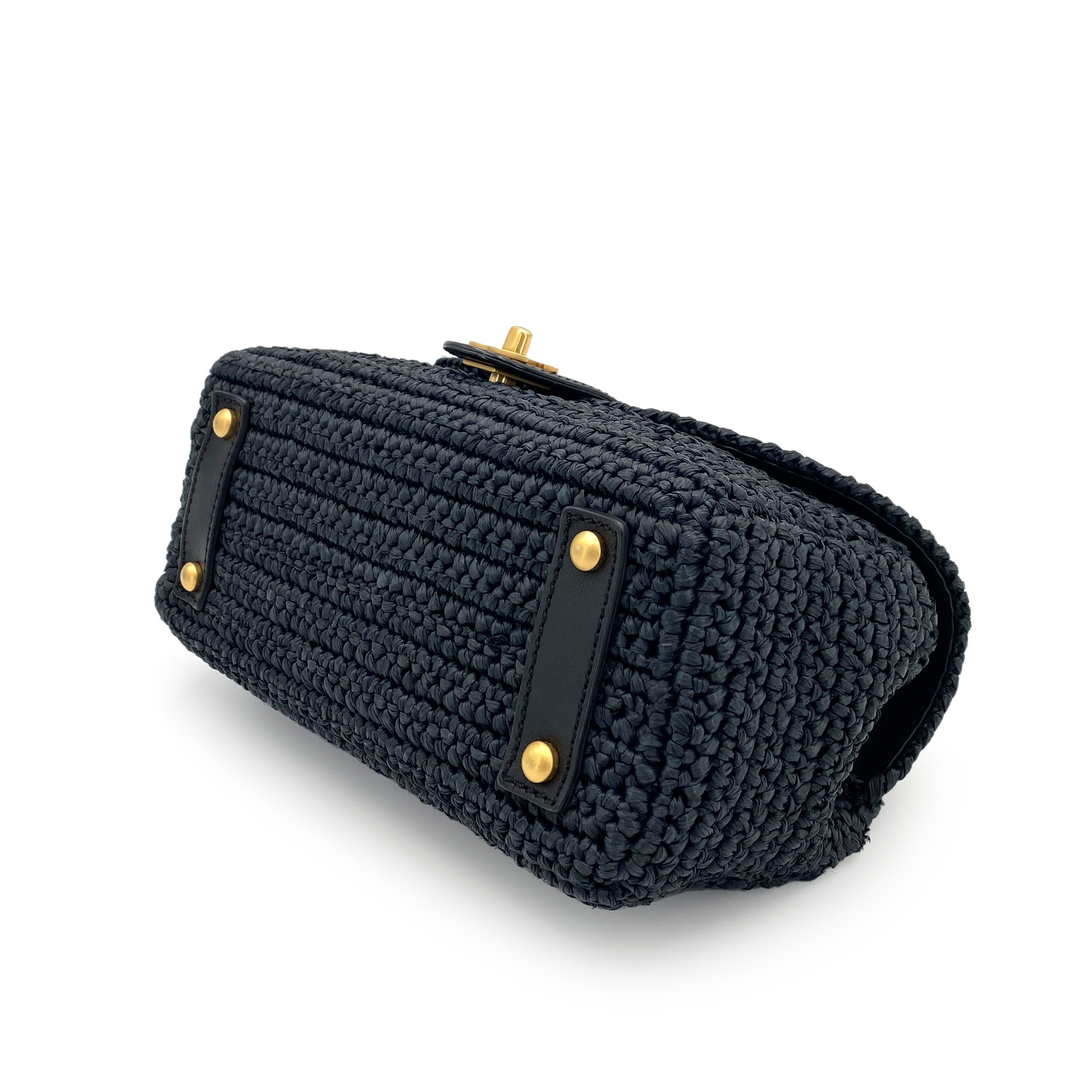 Chanel Vintage Shoulder Navy Raffia GHW #10 90247136