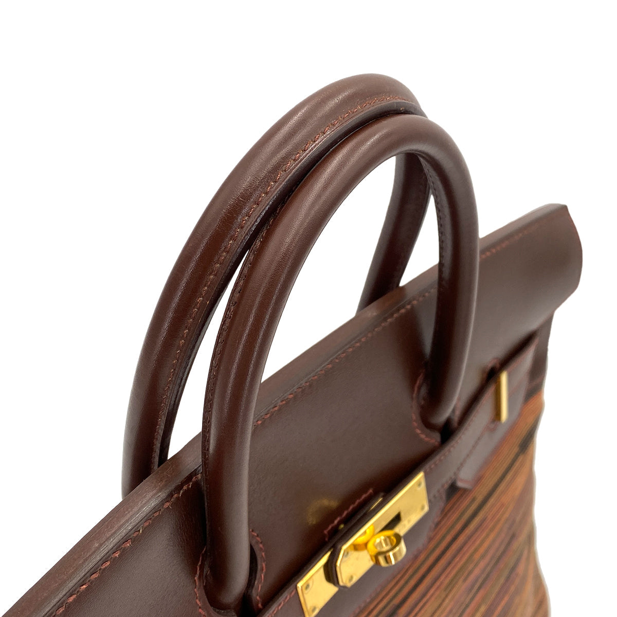 HERMES HAUT A COURROIES 32 BROWN VIBRATO BOXCALF HAND BAG □D 90247167