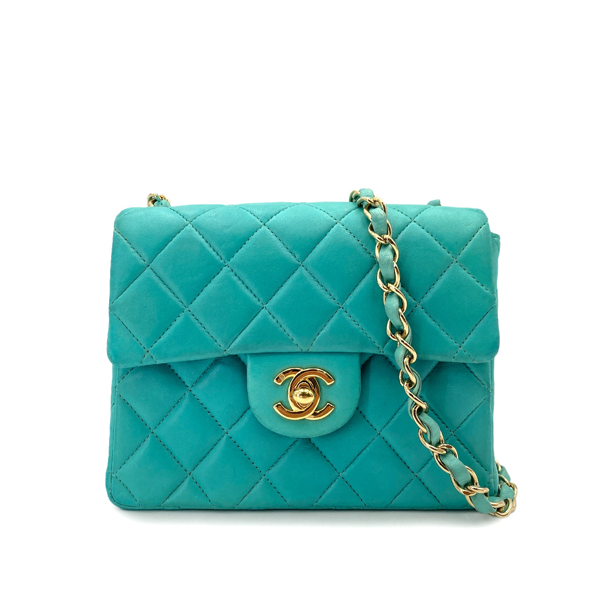 Chanel Vintage Mini Square Turquoise Lambskin GHW #7 90247997