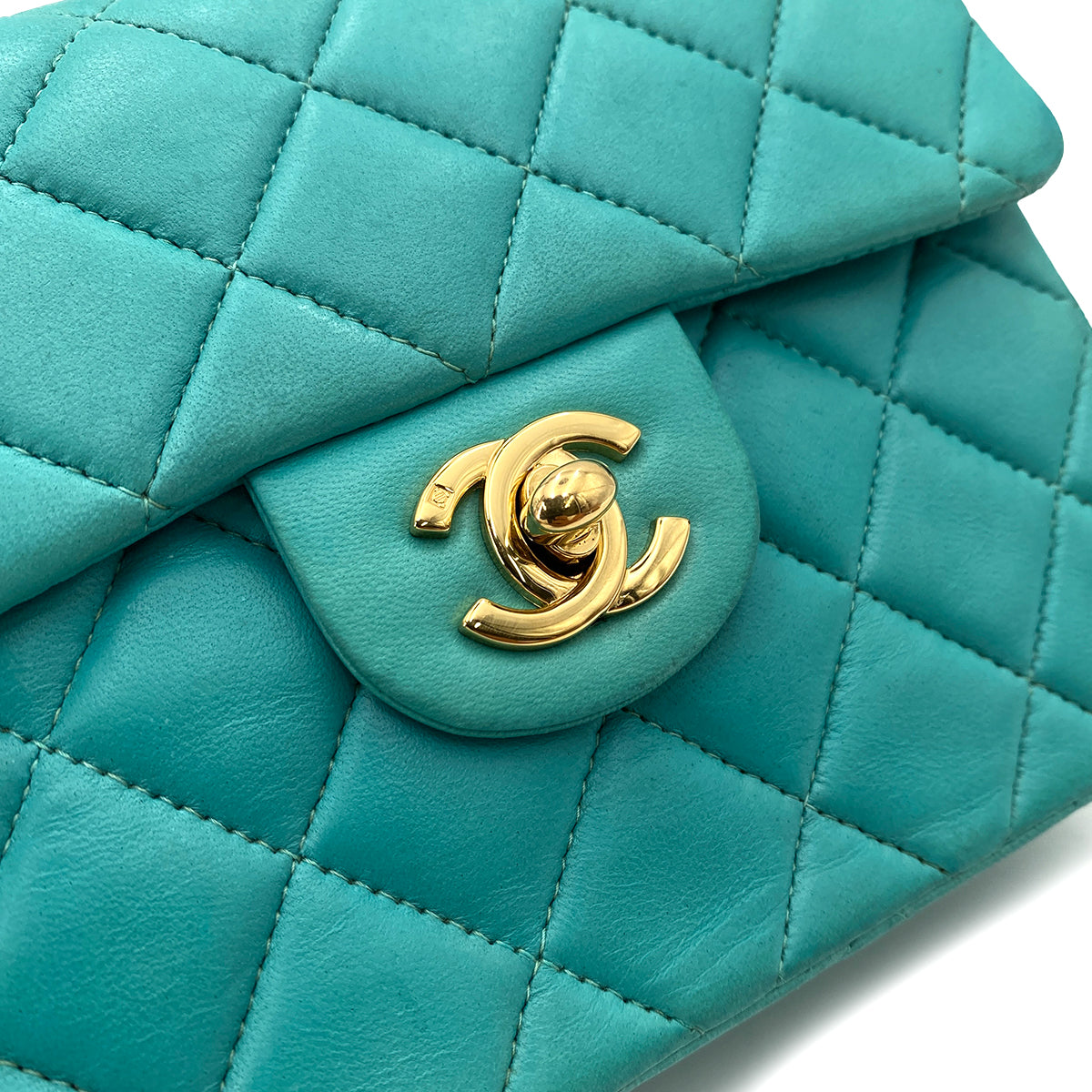 Chanel Vintage Mini Square Turquoise Lambskin GHW #7 90247997