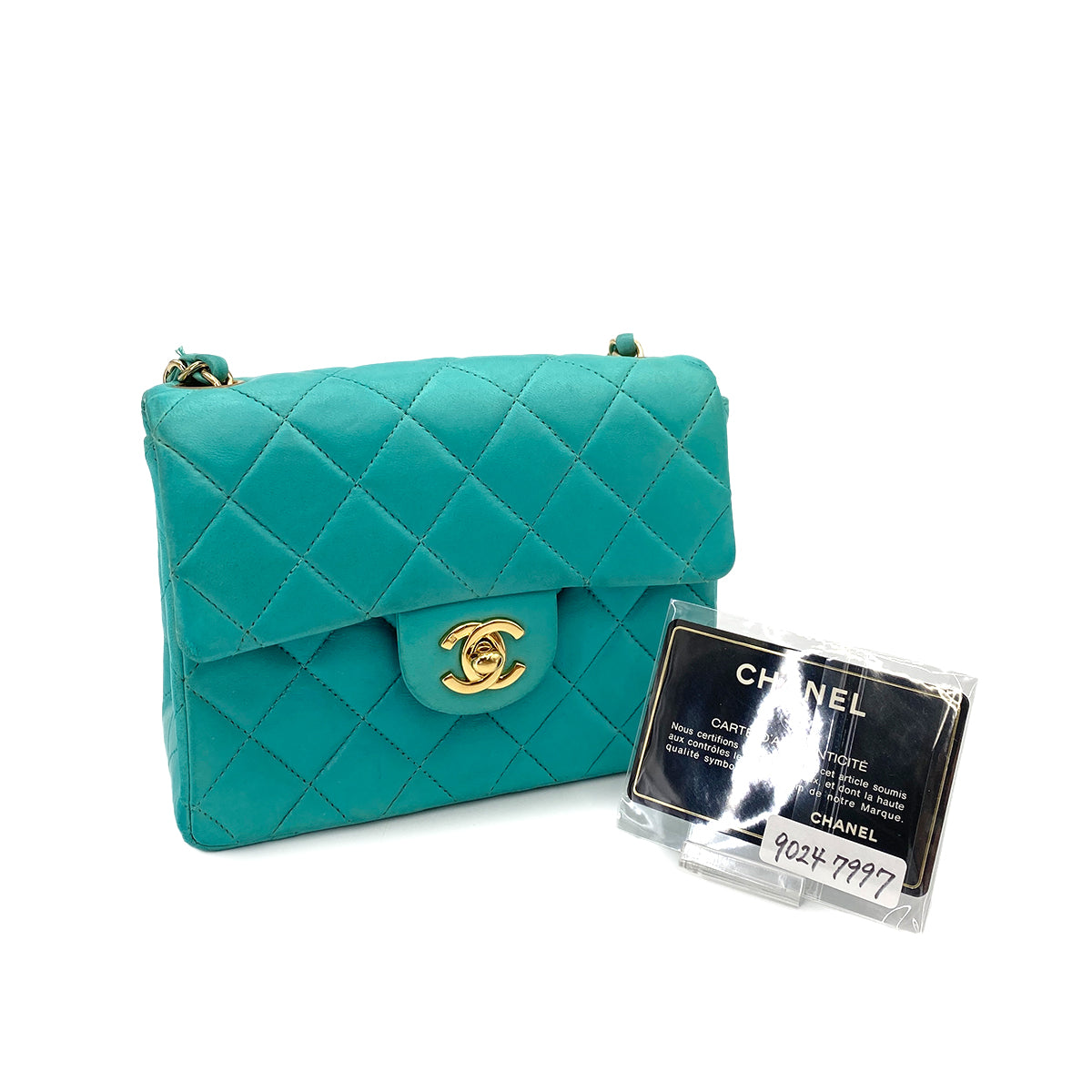 Chanel Vintage Mini Square Turquoise Lambskin GHW #7 90247997