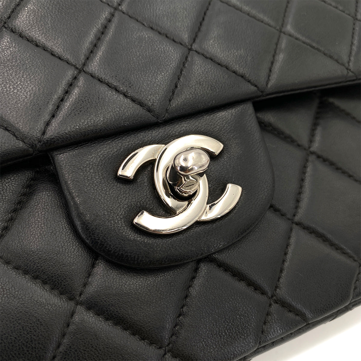 CHANEL VINTAGE CLASSIC FLAP SMALL CHAIN SHOULDER BAG BLACK LAMB SKIN SHW 90248122