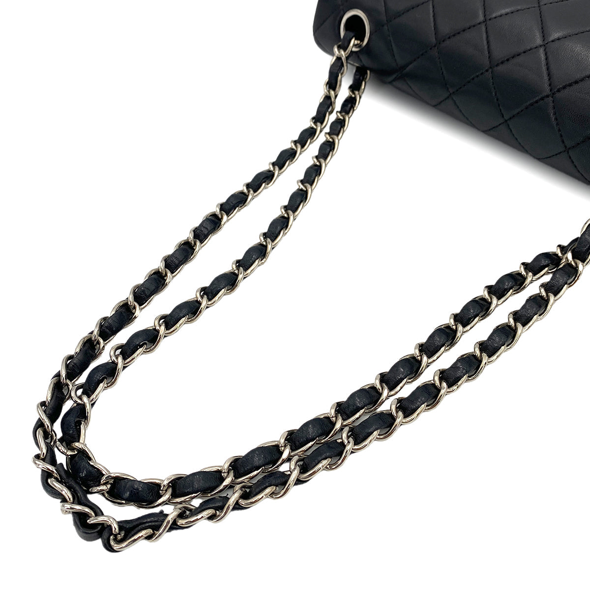 CHANEL VINTAGE CLASSIC FLAP SMALL CHAIN SHOULDER BAG BLACK LAMB SKIN SHW 90248122