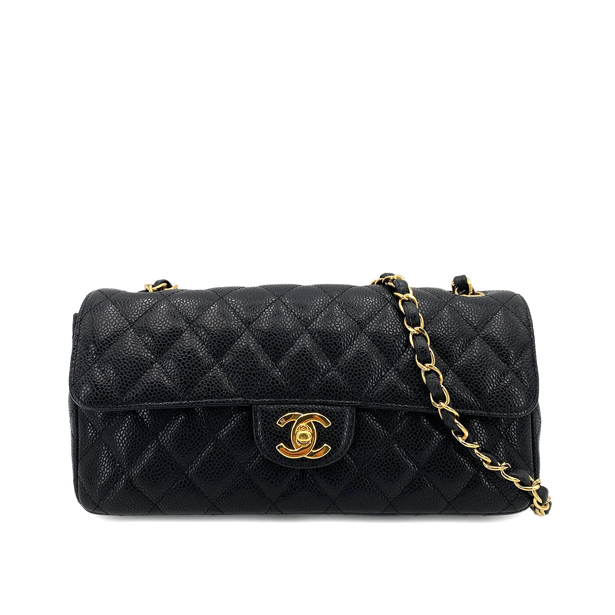 CHANEL VINTAGE MATELASSE CHAIN SHOULDER BAG BLACK CAVIAR SKIN 90248138