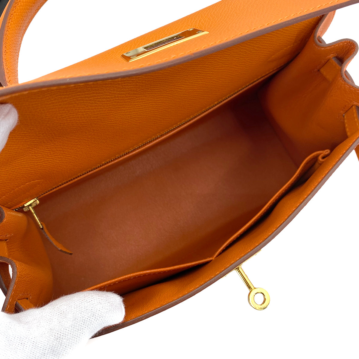 HERMES KELLY 28 SELLIER ORANGE EPSOM GHW #M 90249019