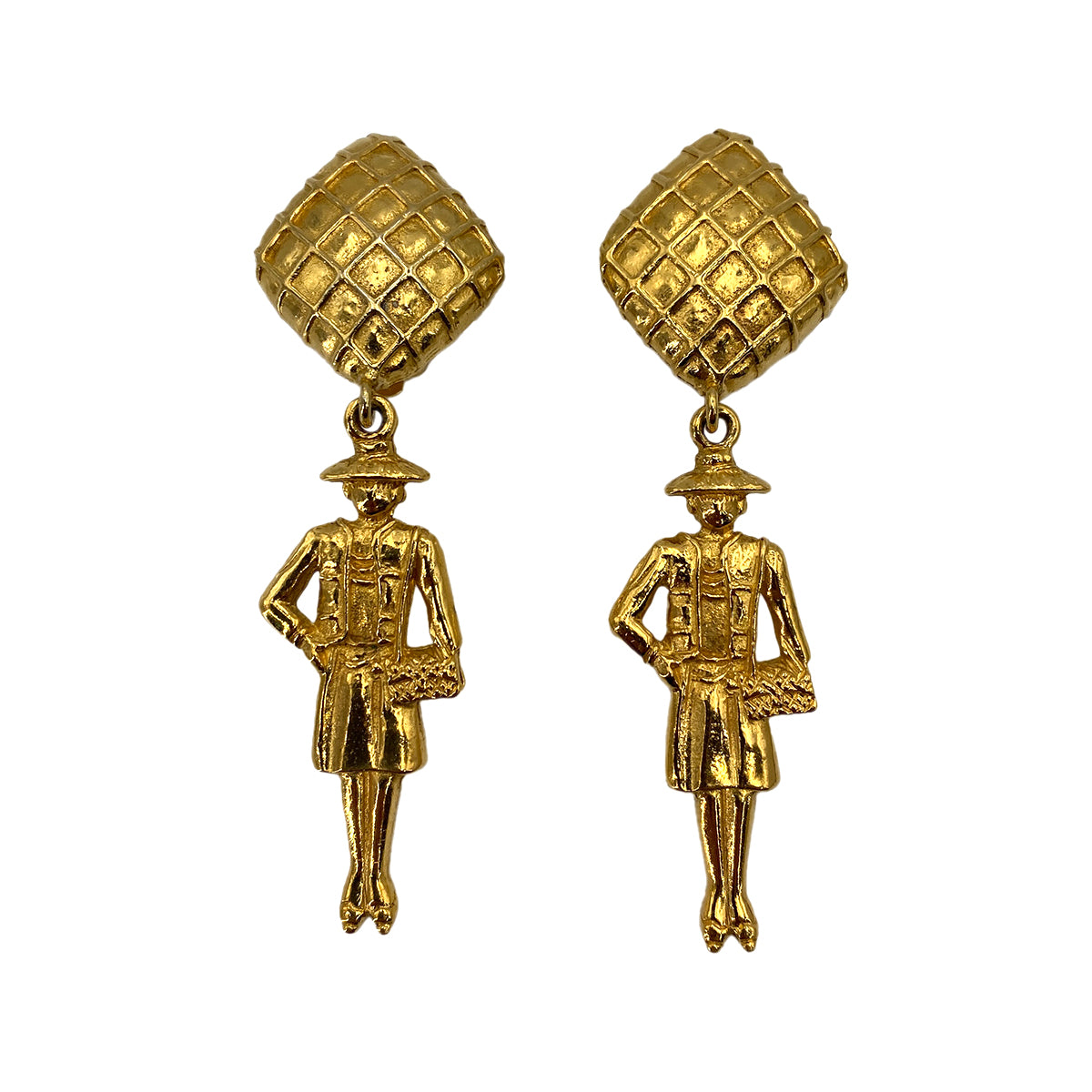 CHANEL VINTAGE EARRINGS MADEMOISELLE GOLD ACCESSORY 90249042