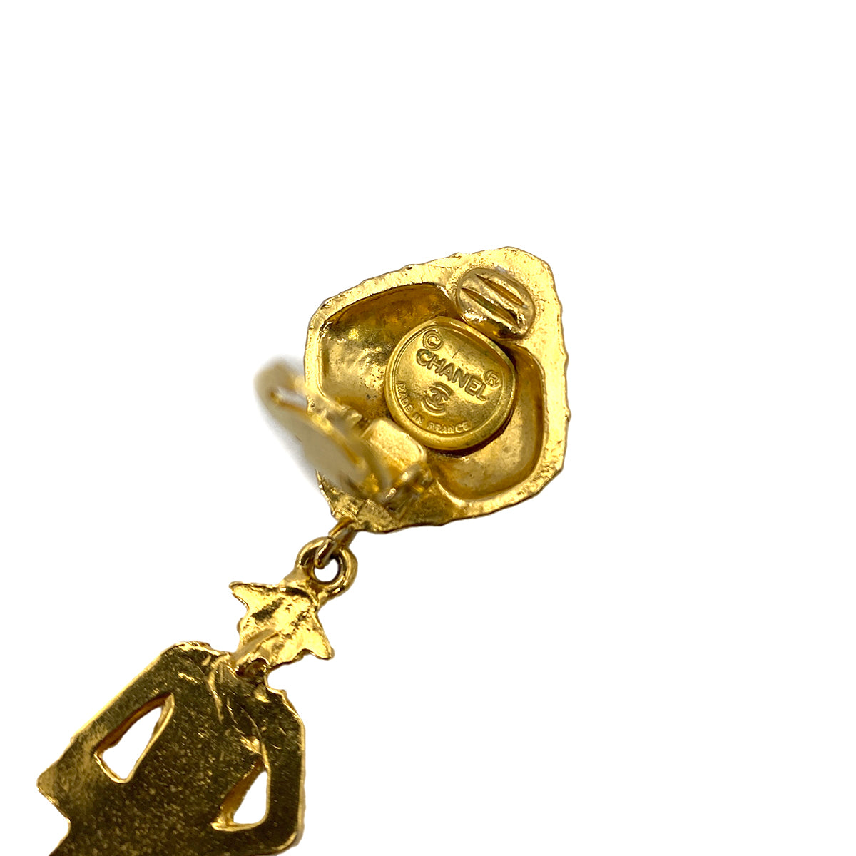 CHANEL VINTAGE EARRINGS MADEMOISELLE GOLD ACCESSORY 90249042