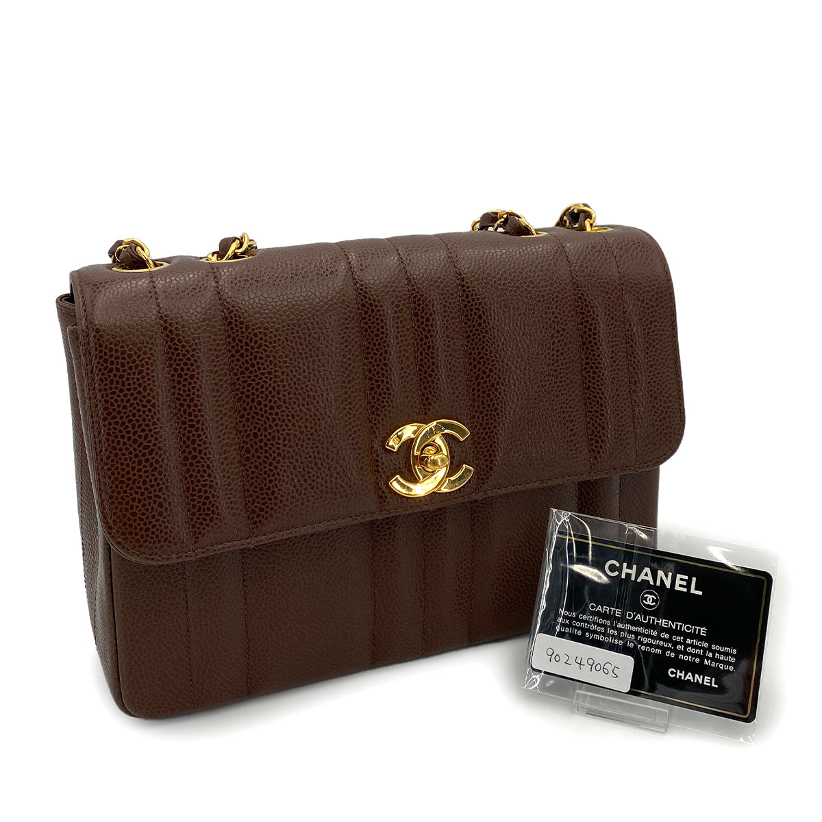 Chanel Vintage Single Flap Mademoiselle Brown Caviar GHW #3 90249065