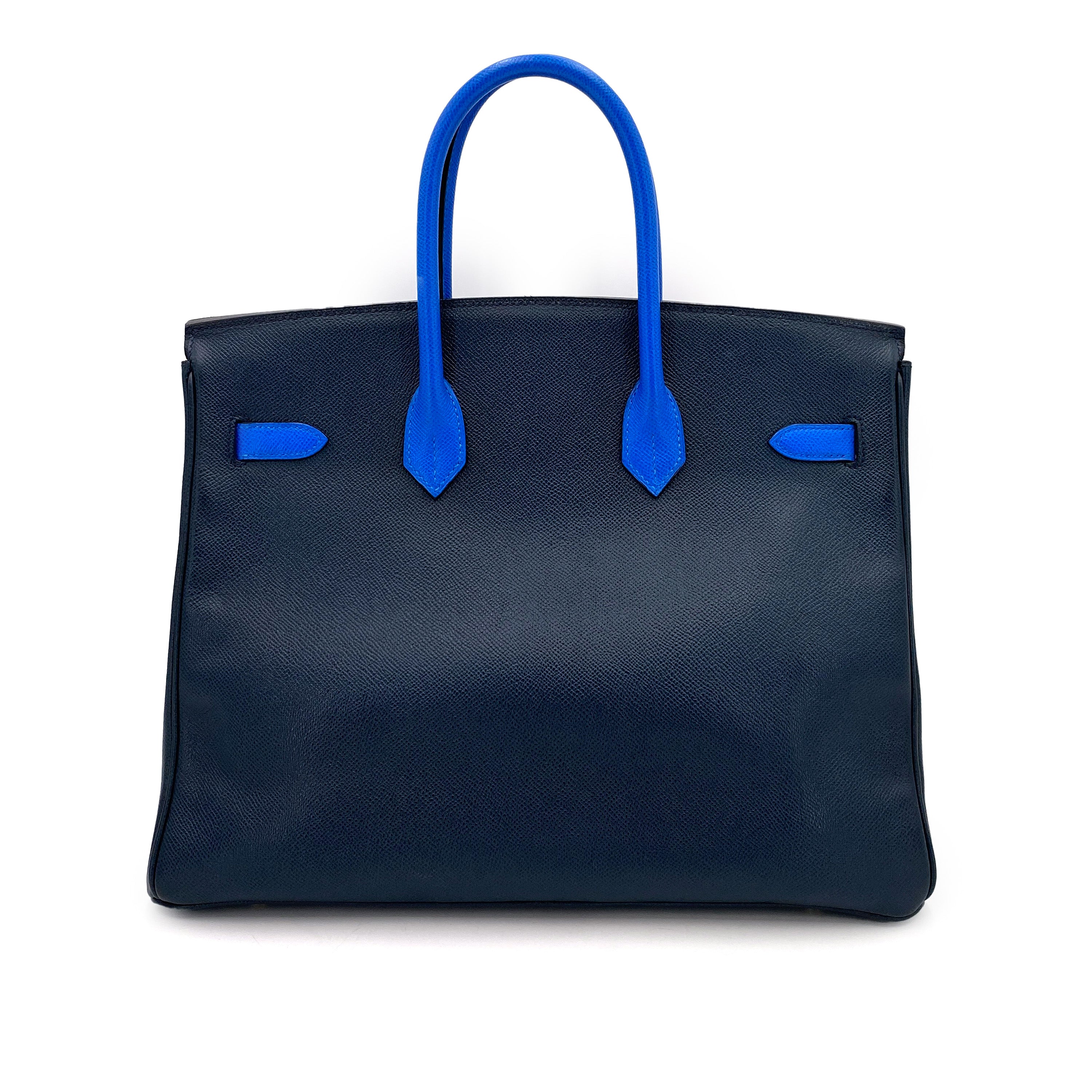 HERMES VINTAGE BIRKIN 35 NAVY / BLUE FRANCE COUCHEVEL GHW #X 90249072