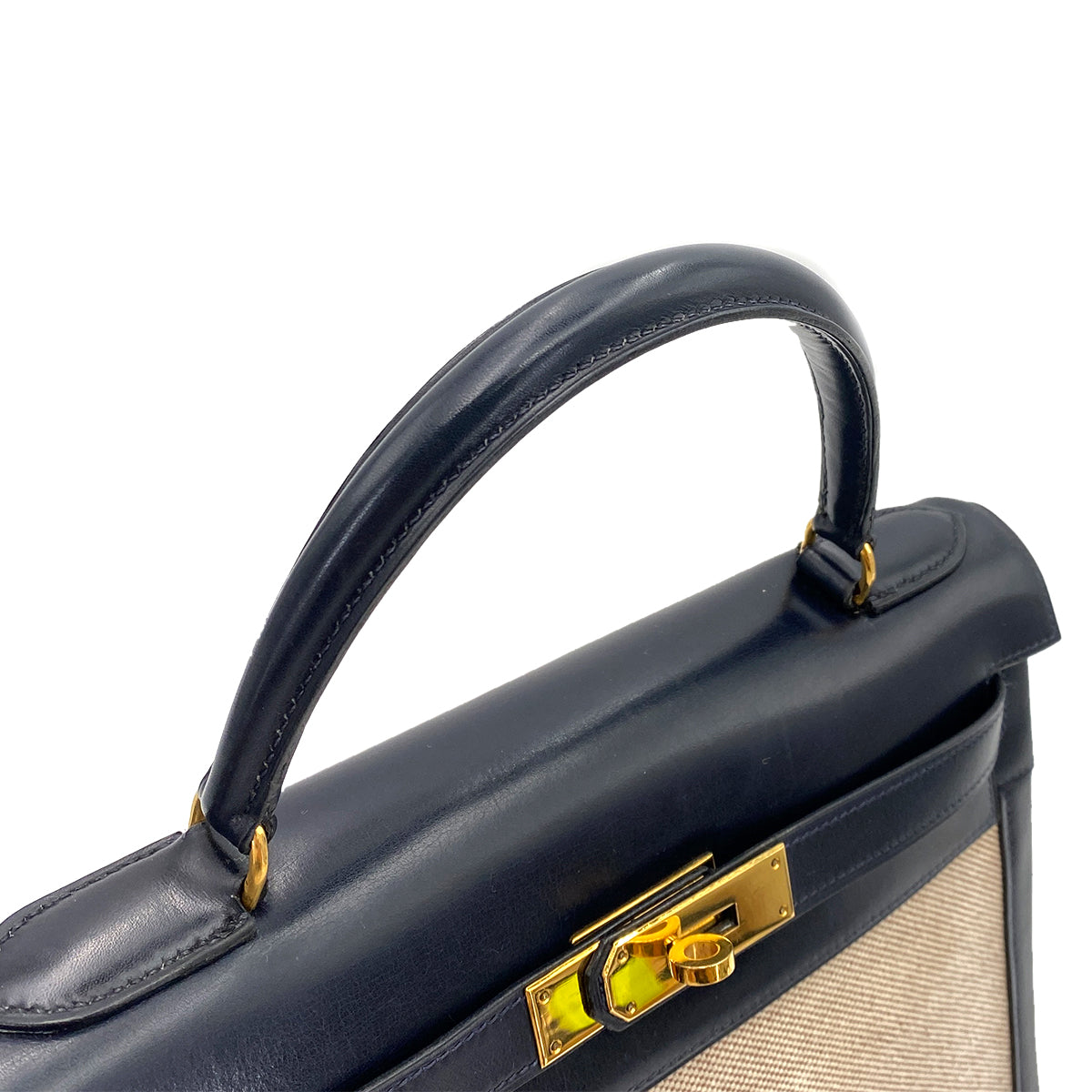 Hermès Kelly 28 SELLIER NAVY BOX CALF TOILE H HAND SHOULDER BAG 〇C 90249821