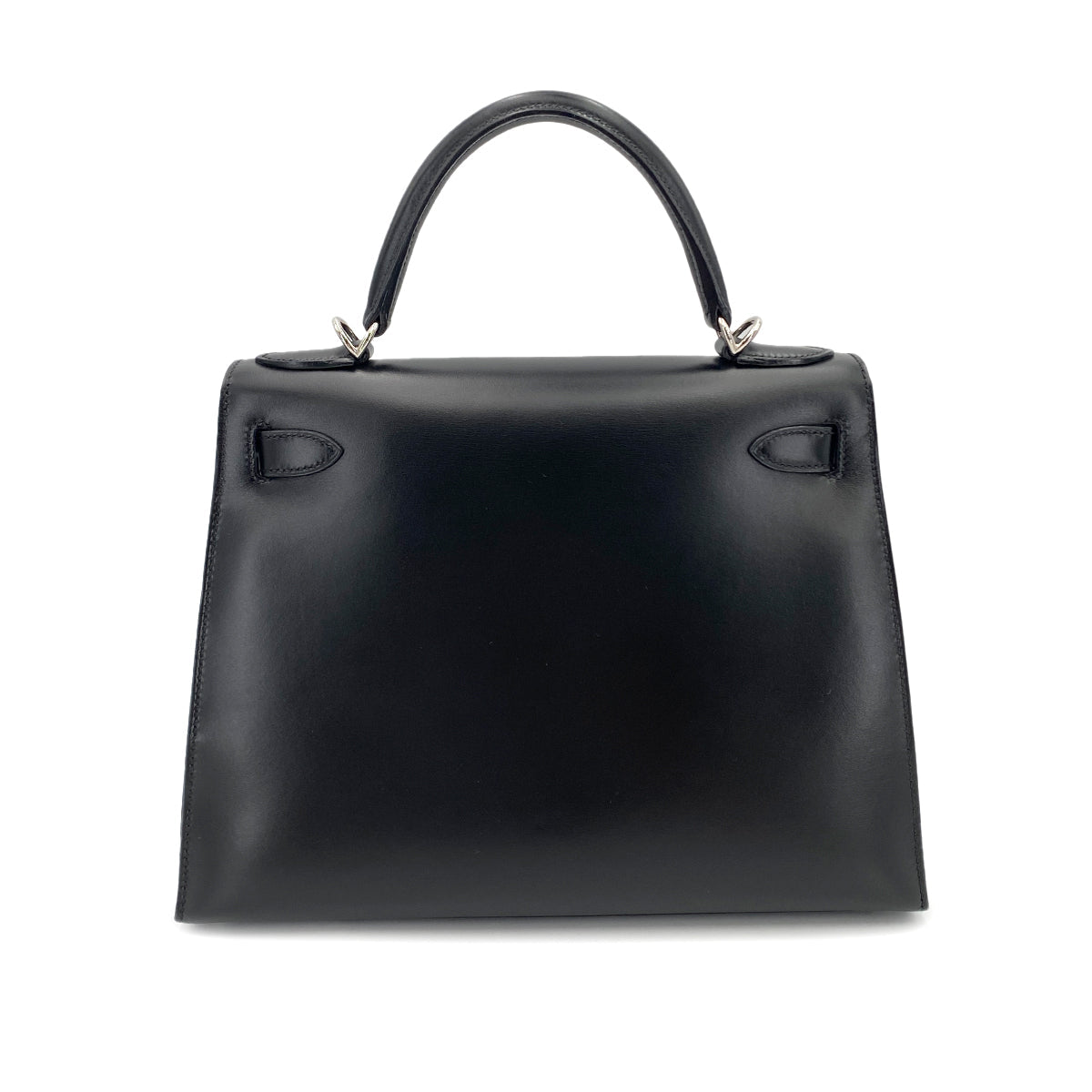 HERMES KELLY 28 SELLIER BLACK BOXCALF HAND SHOULDER BAG □D SHW 90250278