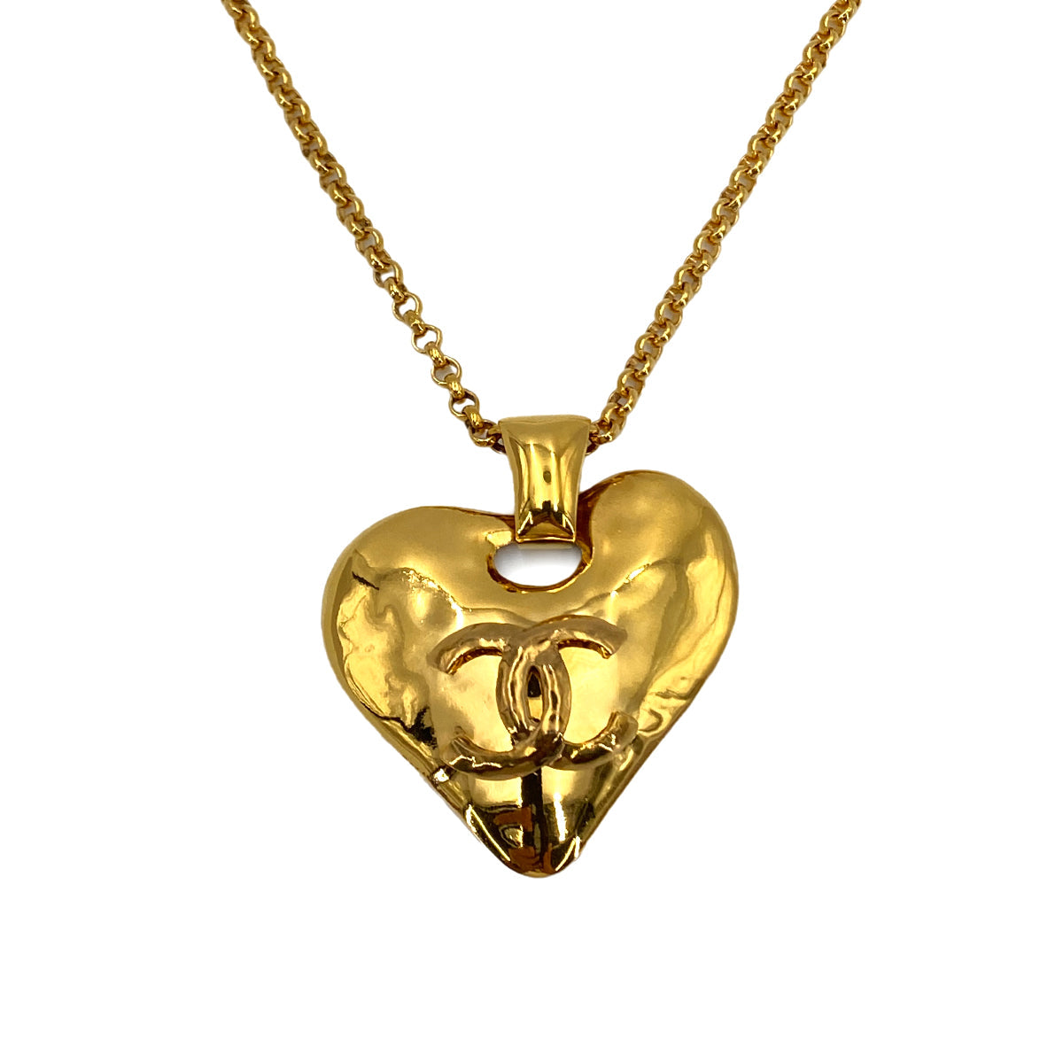 CHANEL VINTAGE NECKLACE HEART MOTIF COCOMARK ACCESSORY 93P 90250302