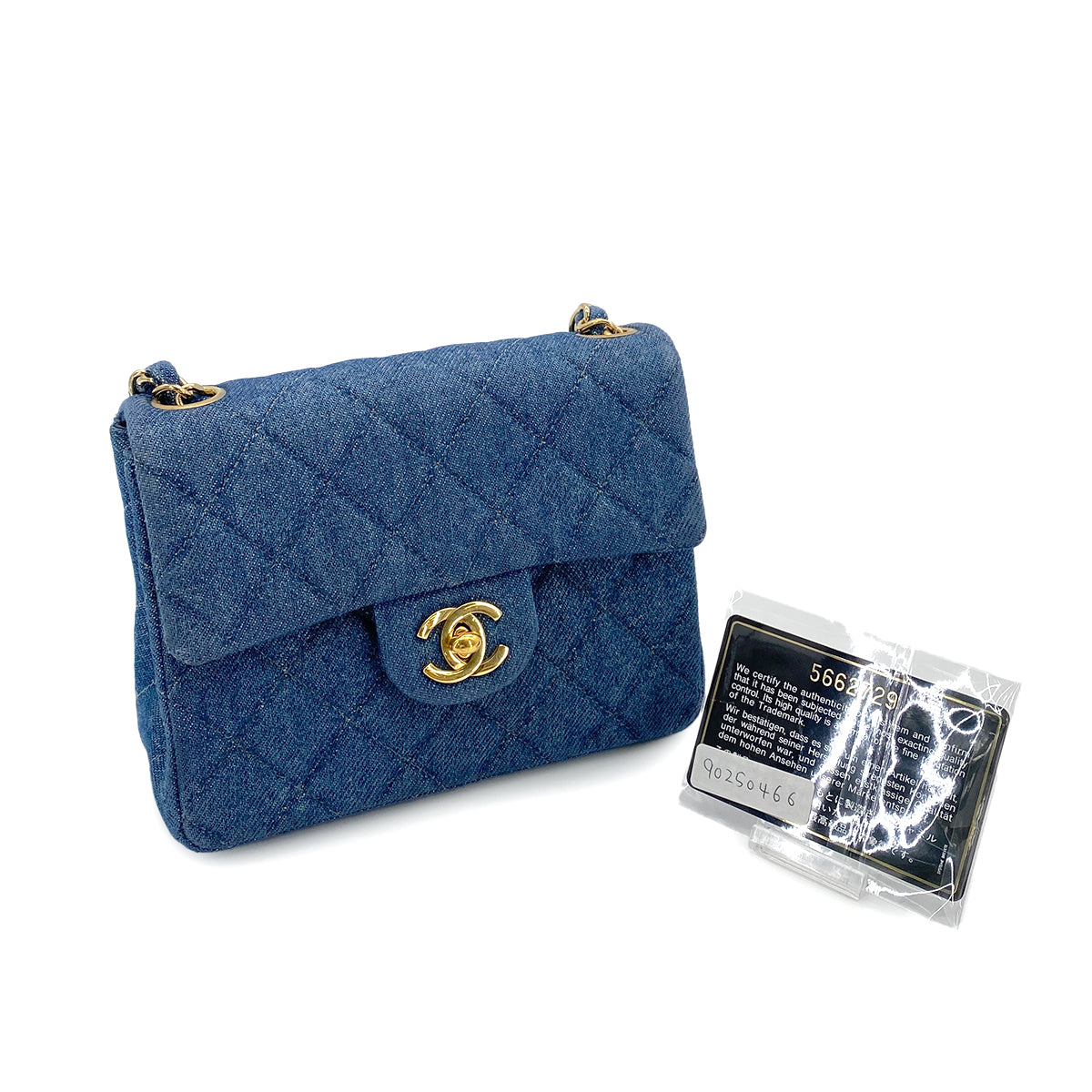 Chanel Vintage Mini Square Blue Denim GHW #5 90250466