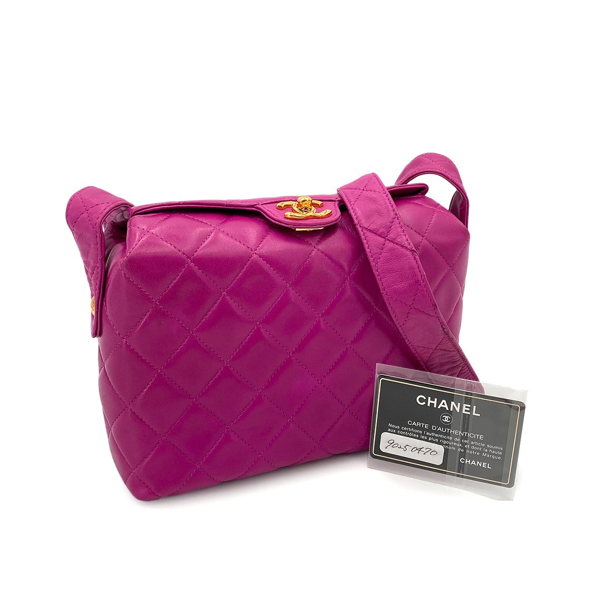 CHANEL VINTAGE MATELASSE SHOULDER BAG PINK LAMB SKIN 90250470