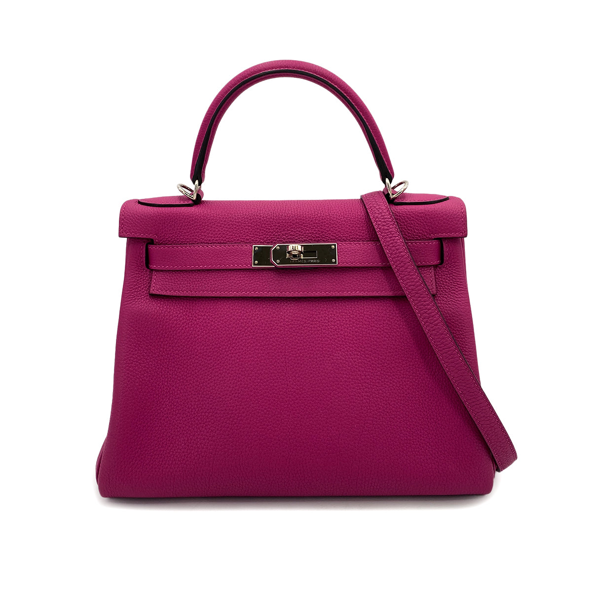 HERMES KELLY 28 RETOURNE ROSE POURPRE TOGO PHW #C - 90250504