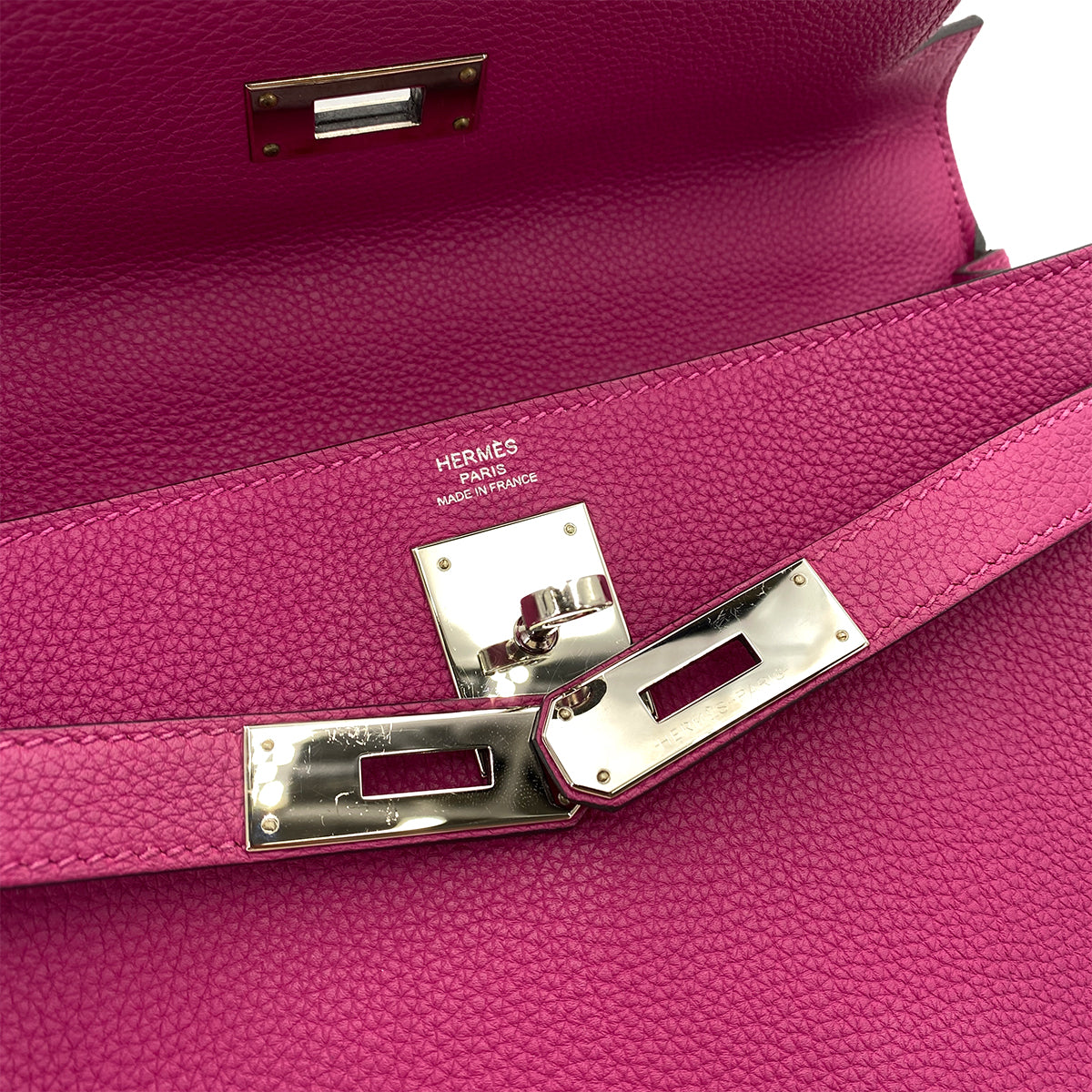 HERMES KELLY 28 RETOURNE ROSE POURPRE TOGO PHW #C - 90250504