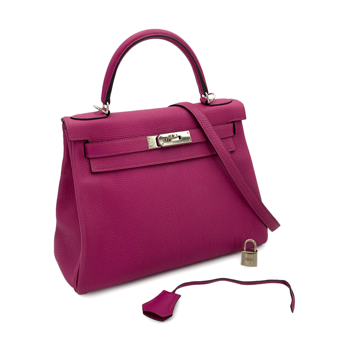 HERMES KELLY 28 RETOURNE ROSE POURPRE TOGO PHW #C - 90250504