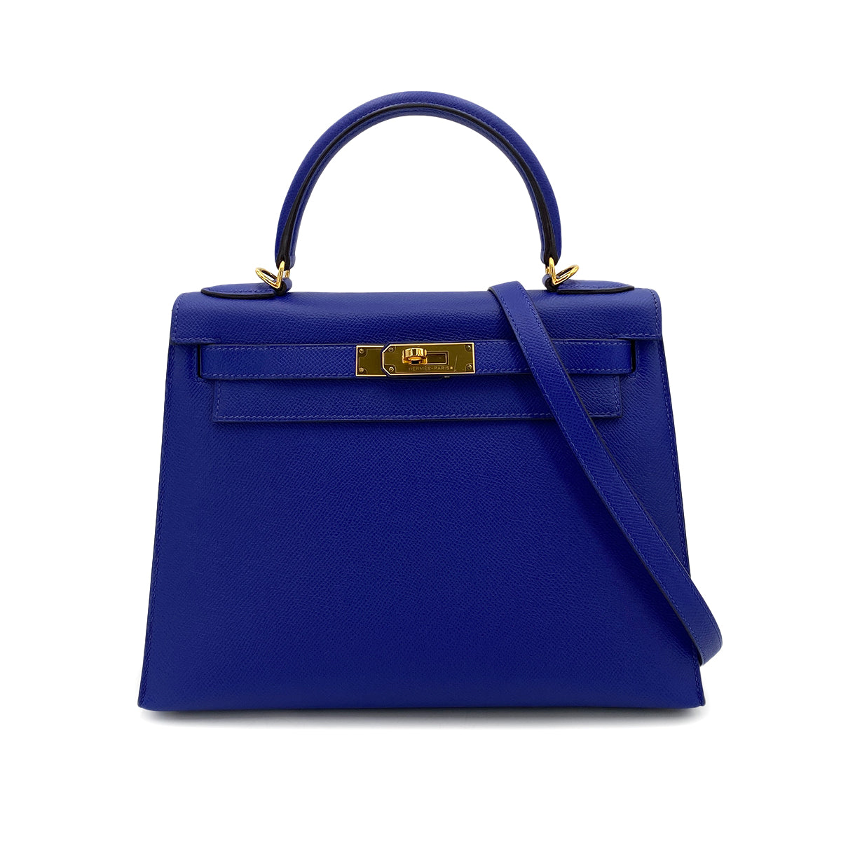 HERMES KELLY 28 SELLIER BLUE ELECTRIC EPSOM GHW #T 90250505