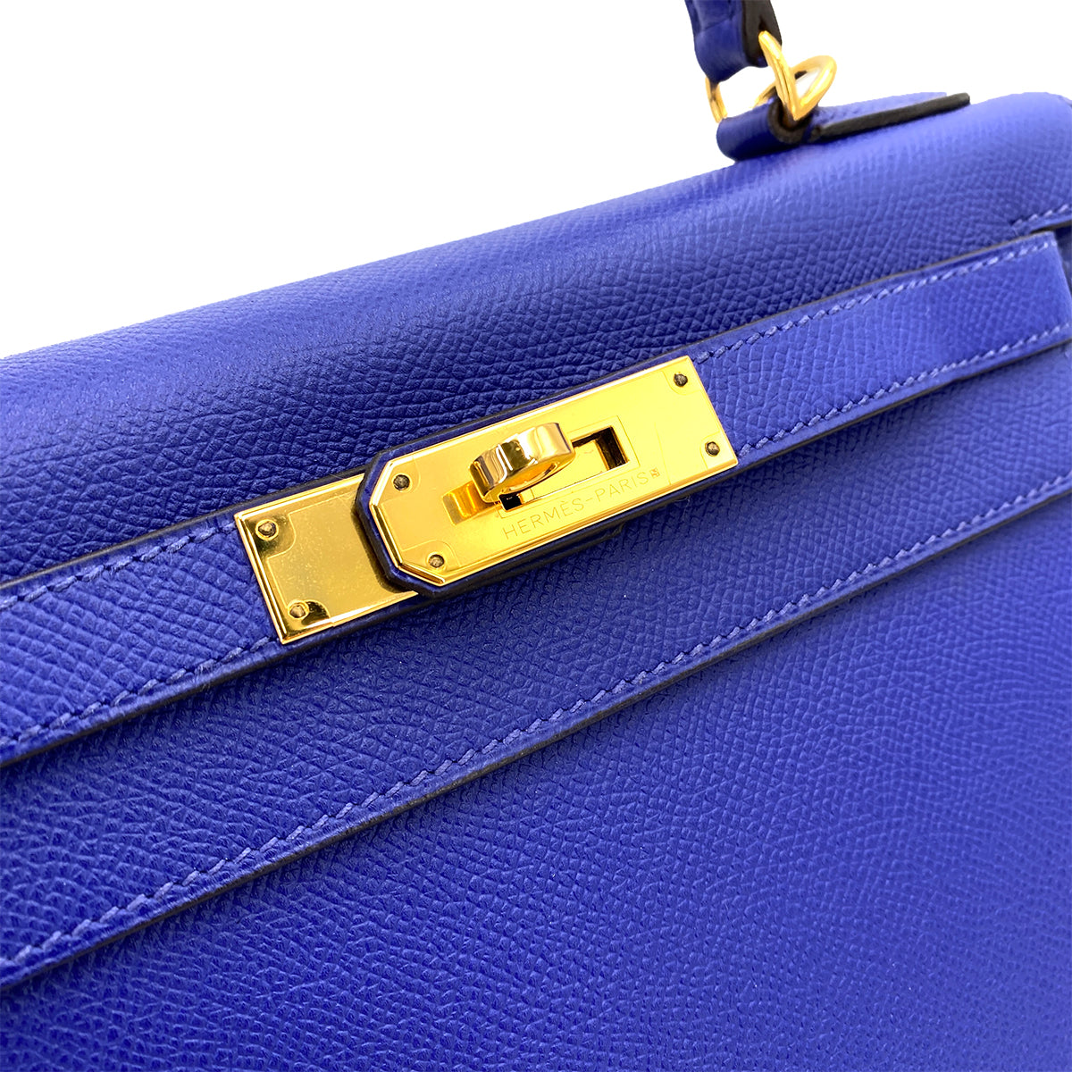 HERMES KELLY 28 SELLIER BLUE ELECTRIC EPSOM GHW #T 90250505