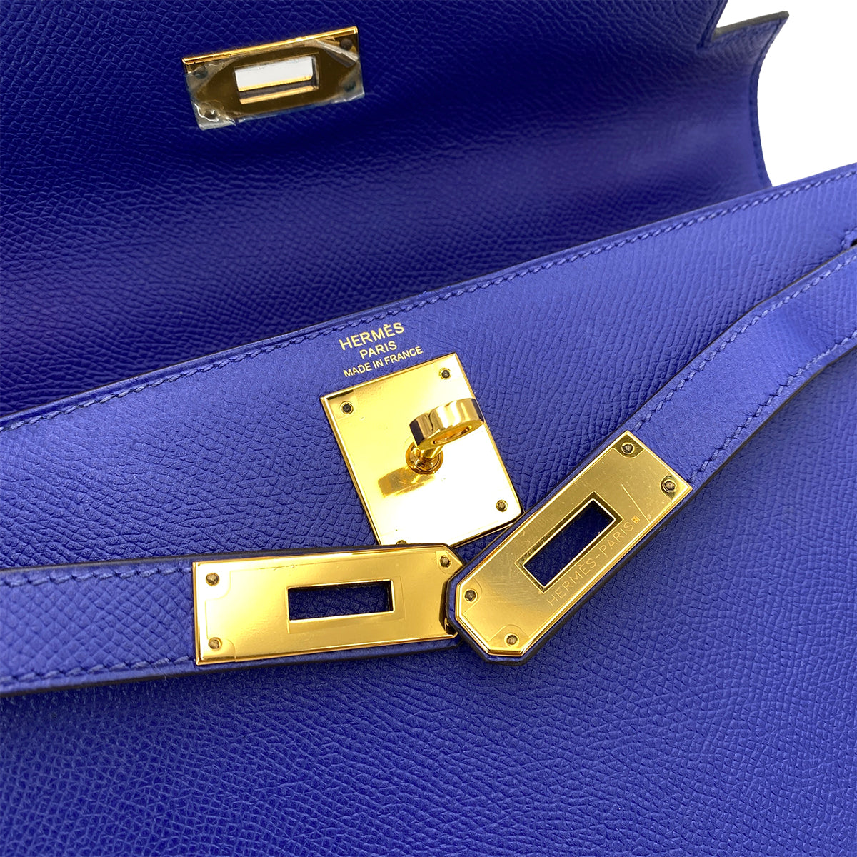 HERMES KELLY 28 SELLIER BLUE ELECTRIC EPSOM GHW #T 90250505