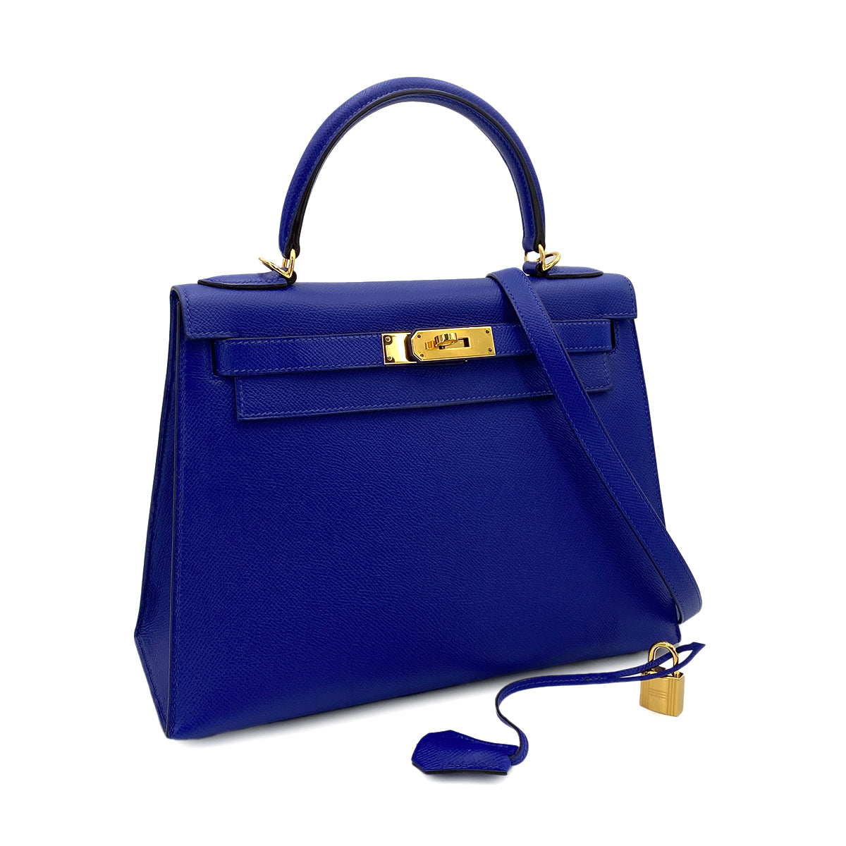 HERMES KELLY 28 SELLIER BLUE ELECTRIC EPSOM GHW #T 90250505