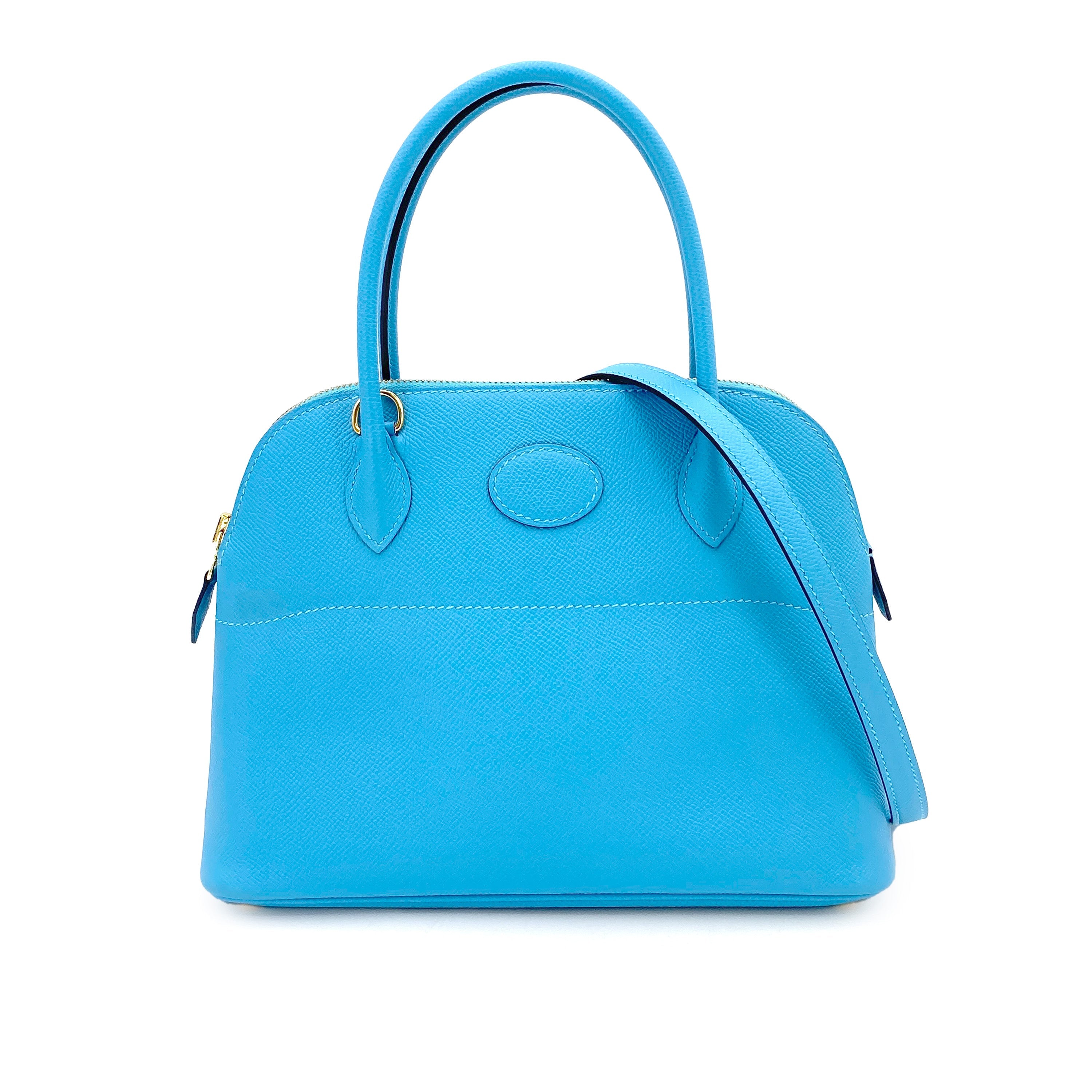 HERMES BOLIDE 27 BLUE DU NORD EPSOM HAND SHOULDER BAG D 90250522