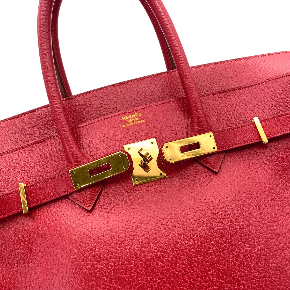 HERMES VINTAGE BIRKIN 35 ROUGE VIF ARDENNES GHW #X 90251080