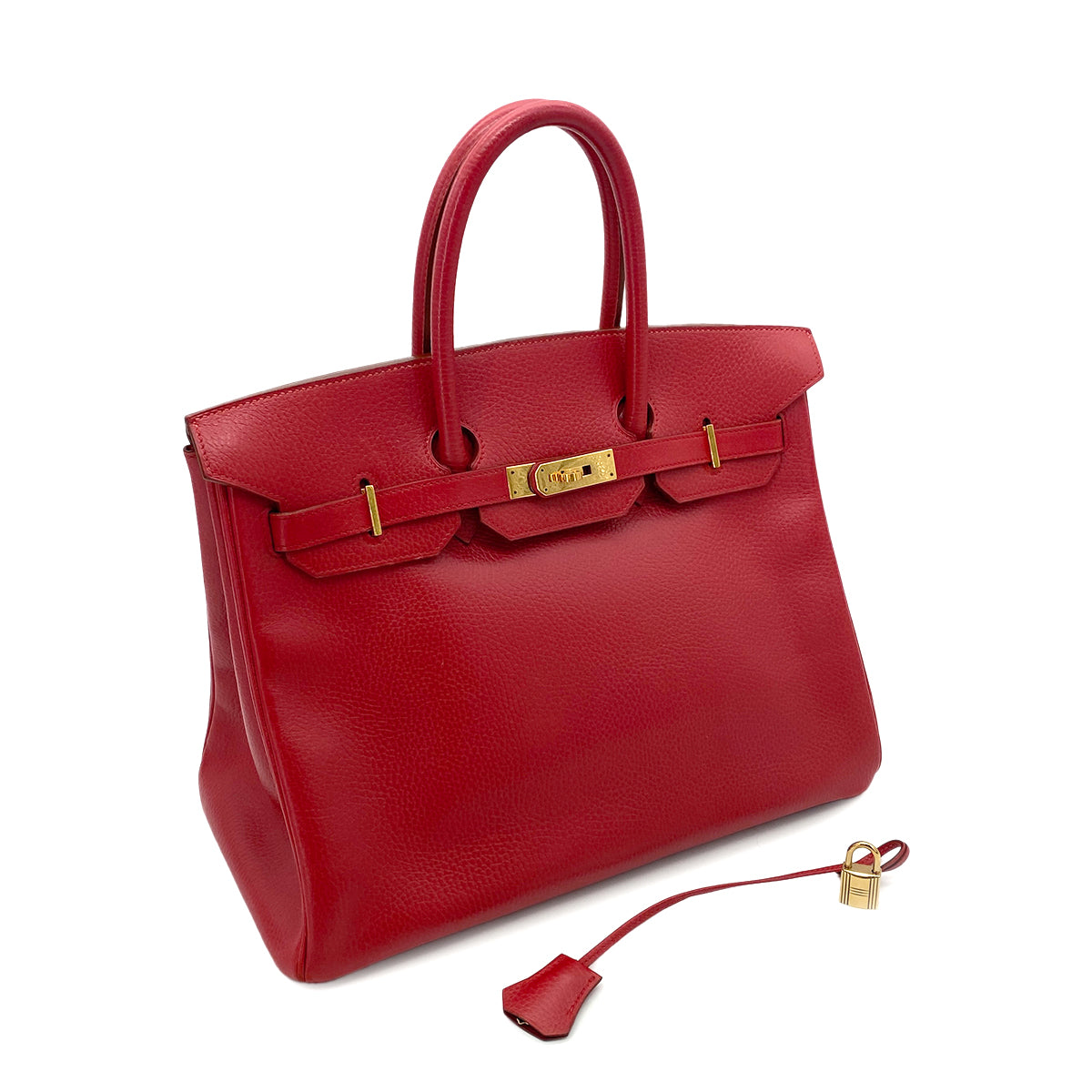 HERMES VINTAGE BIRKIN 35 ROUGE VIF ARDENNES GHW #X 90251080