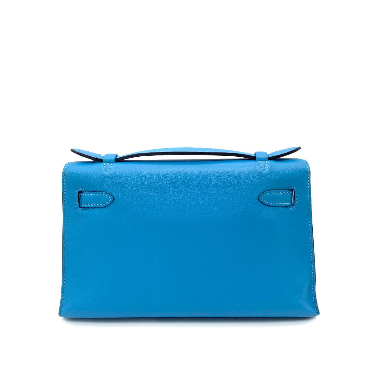 Hermes Kelly Pochette Turquoise Swift PHW #D 90251384