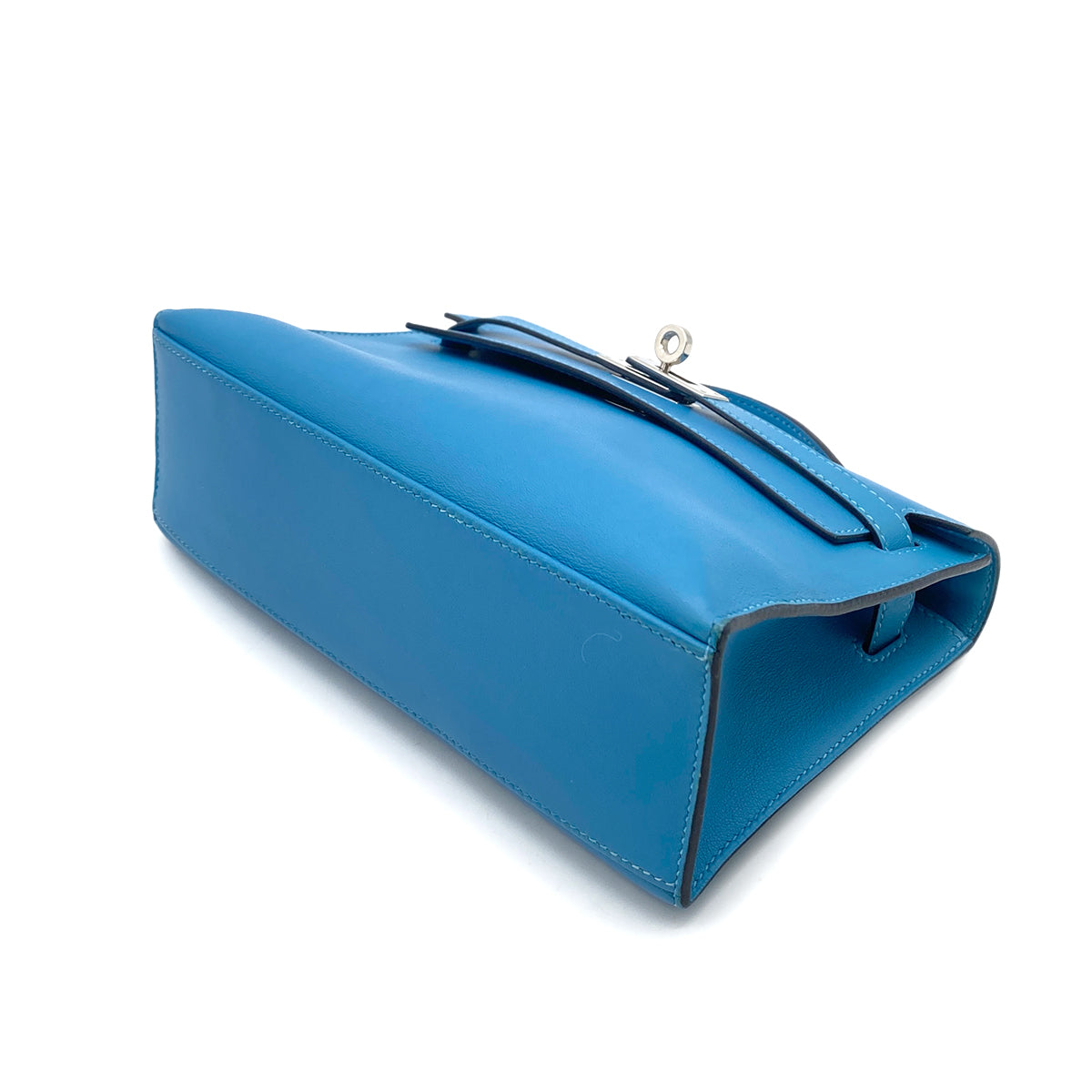 Hermes Kelly Pochette Turquoise Swift PHW #D 90251384