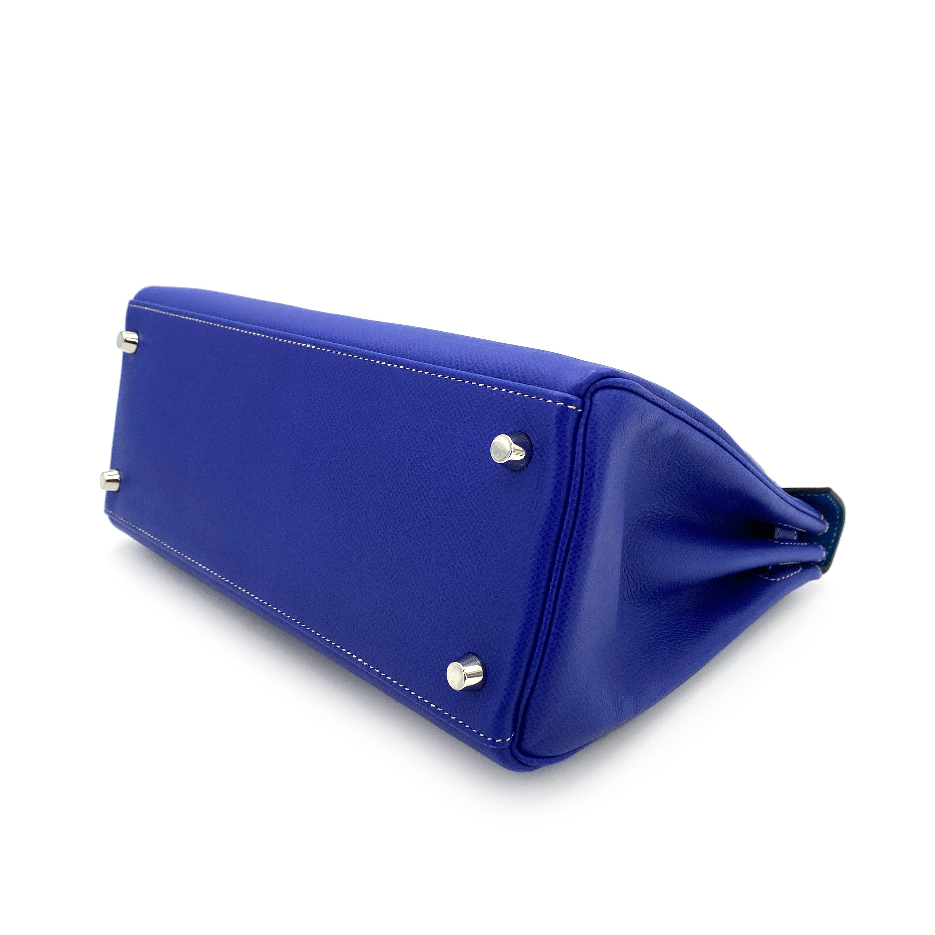 HERMES KELLY 28 CANDY RETOURNE BLUE ELECTRIC / MYKONOS EPSOM PHW #O 90251391