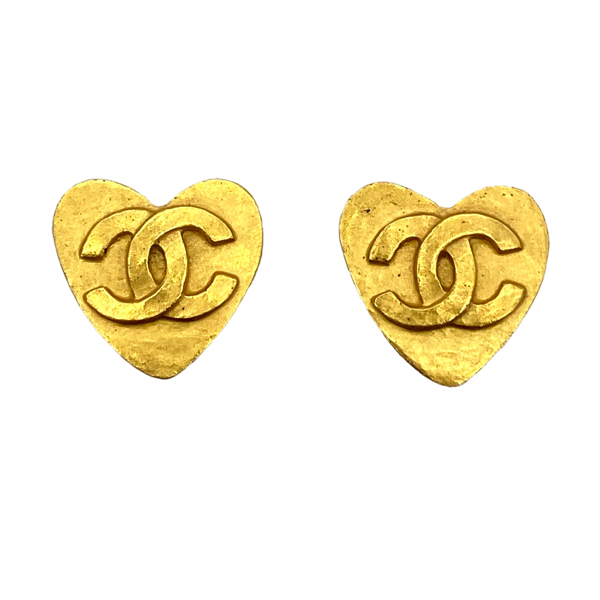 CHANEL VINTAGE EARRINGS HEART COCOMARK ACCESSORY 95P 90251982