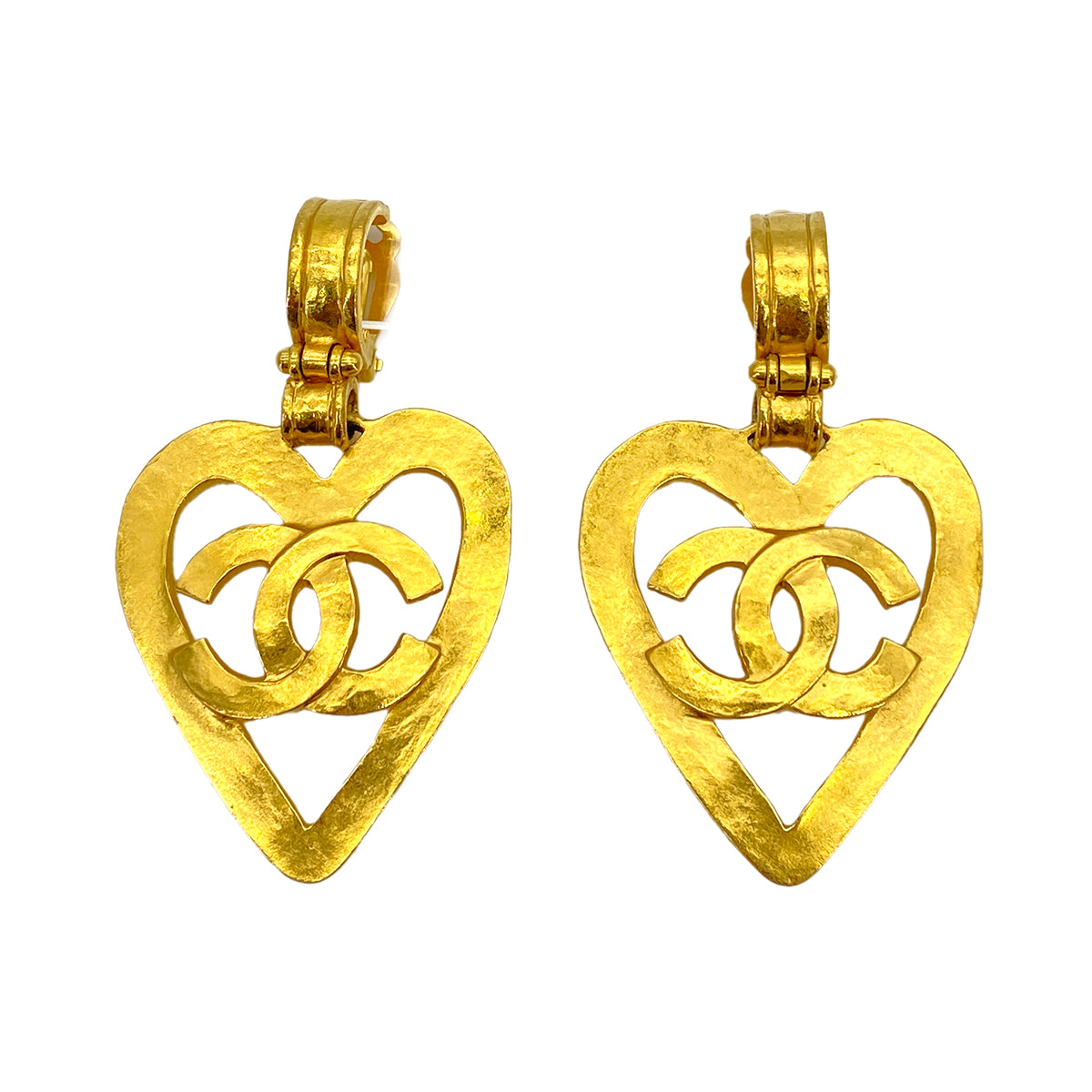 CHANEL VINTAGE EARRINGS HEART COCOMARK ACCESSORY 95P 90251986