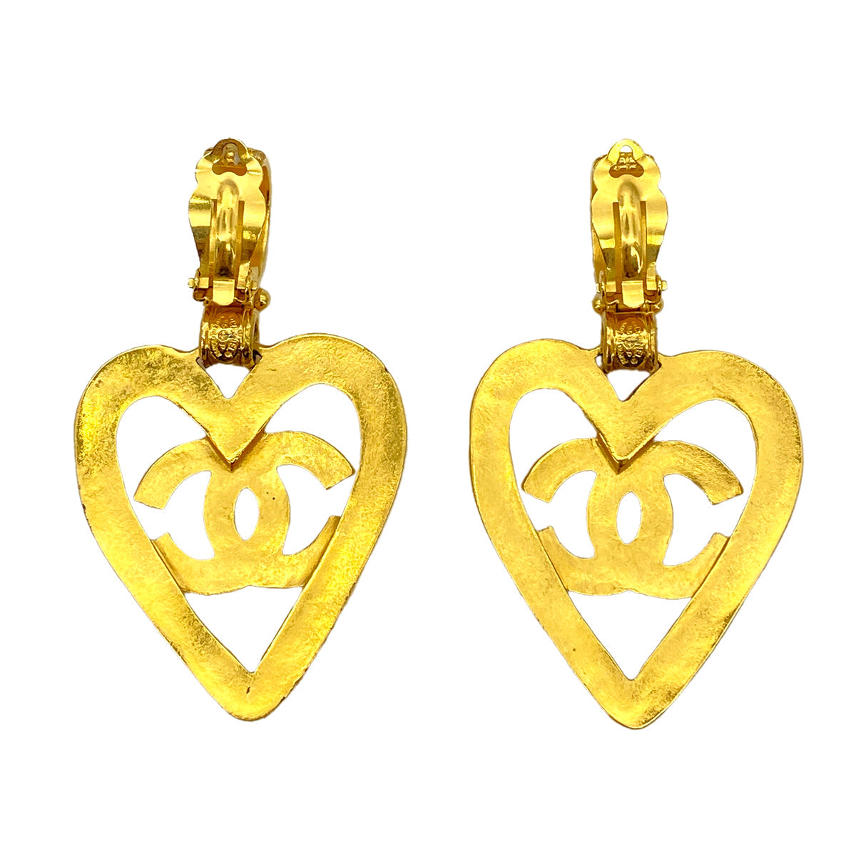 CHANEL VINTAGE EARRINGS HEART COCOMARK ACCESSORY 95P 90251986