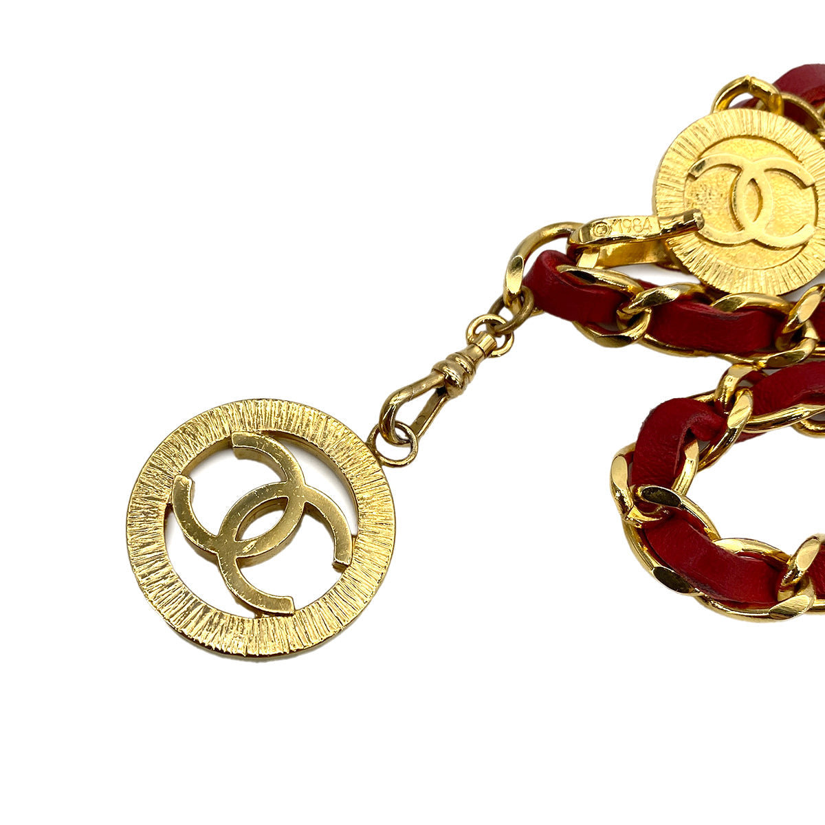 CHANEL VINTAGE CHAIN BELT RED GHW (Sold with Chanel Bag)