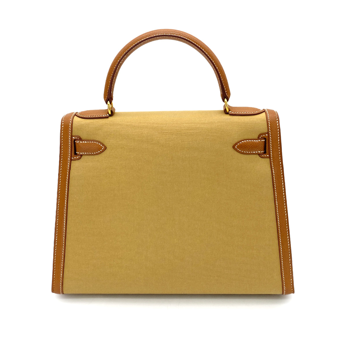 Hermes Vintage Kelly 28 Sellier Gold Courchevel Toile GHW #Y 90252001