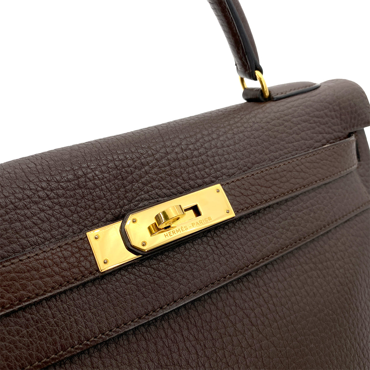 HERMES VINTAGE KELLY 32 RETOURNE EBENE TOGO GHW #V 90252014