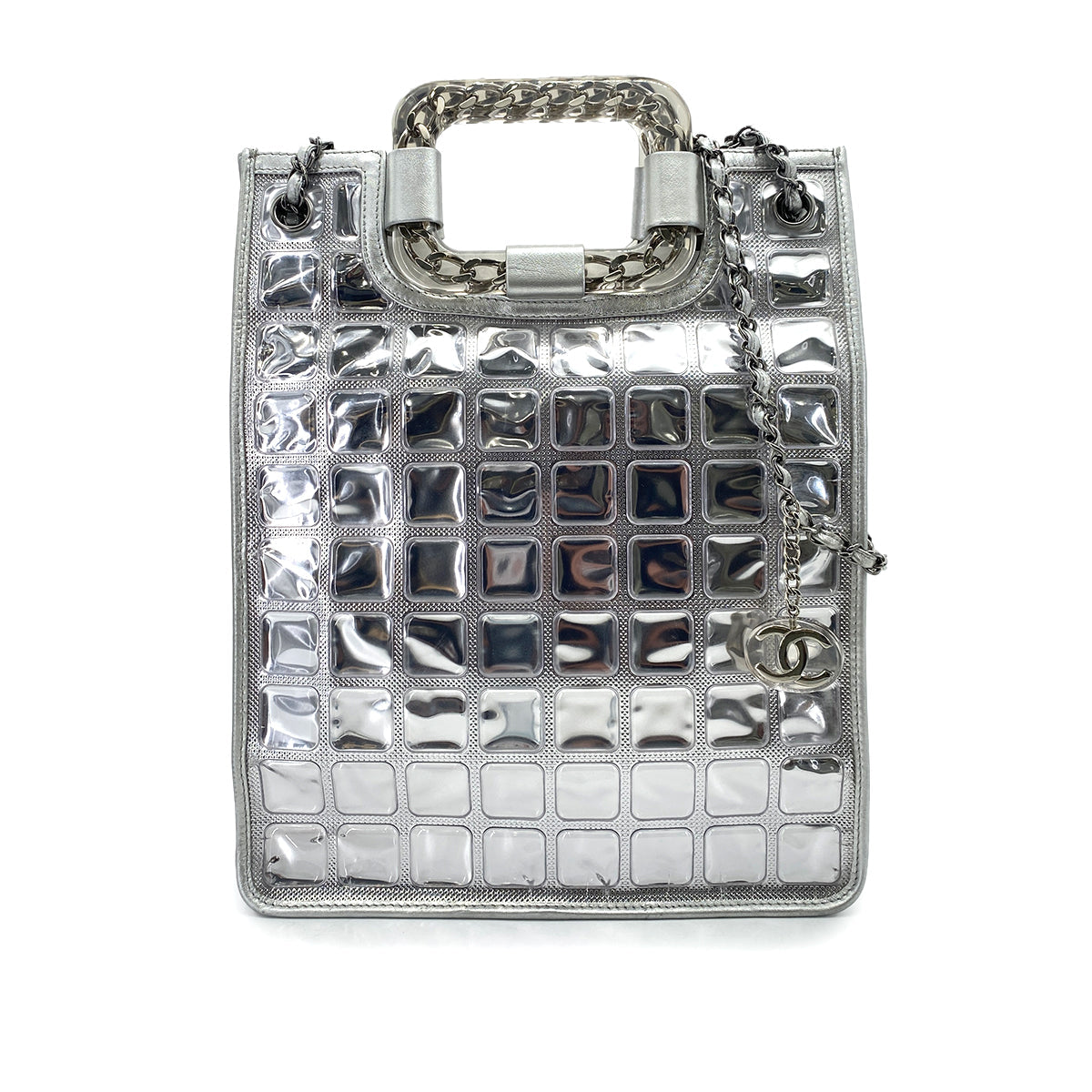 Chanel Vintage Ice Cube Tote Silver Vinyl #5 90252564