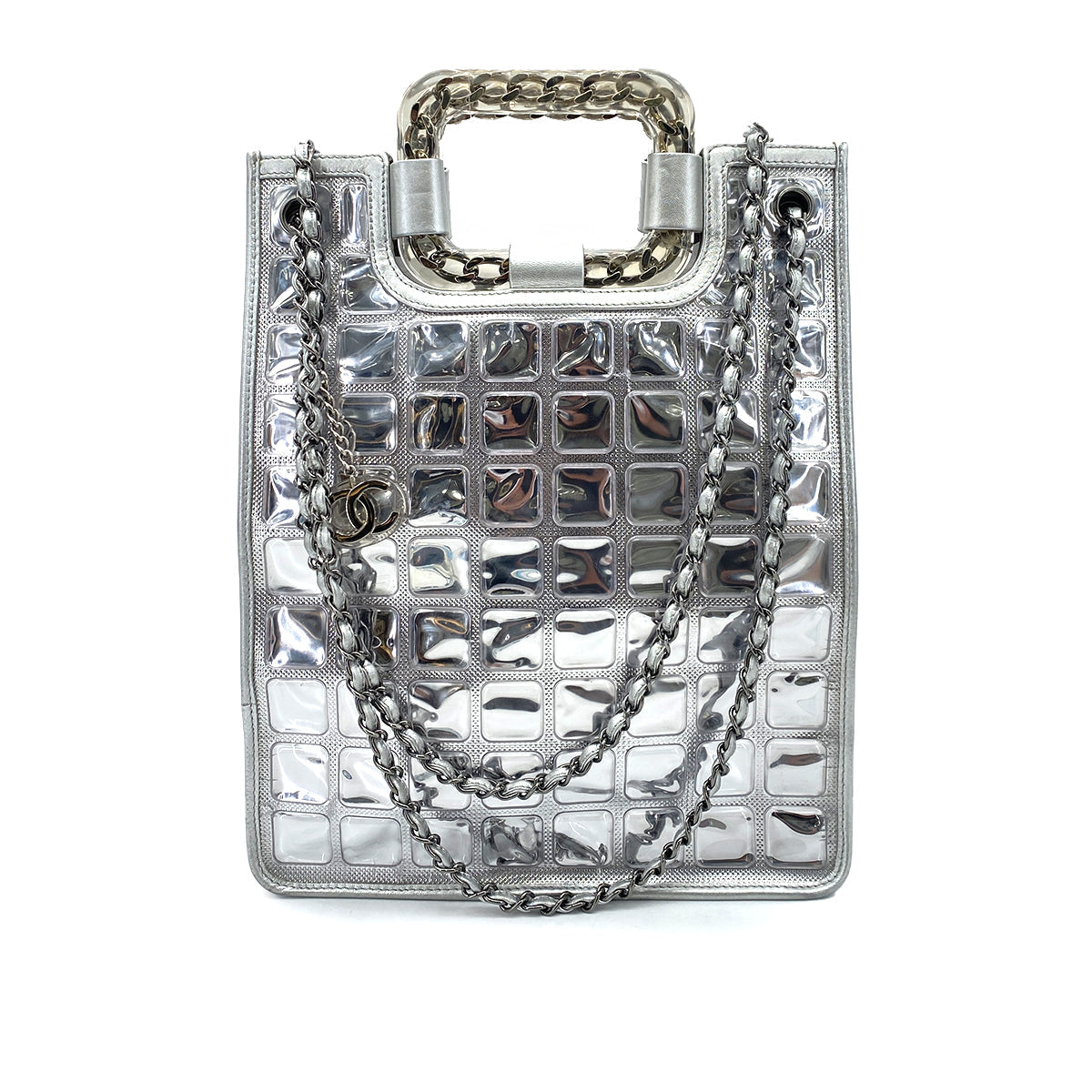 Chanel Vintage Ice Cube Tote Silver Vinyl #5 90252564