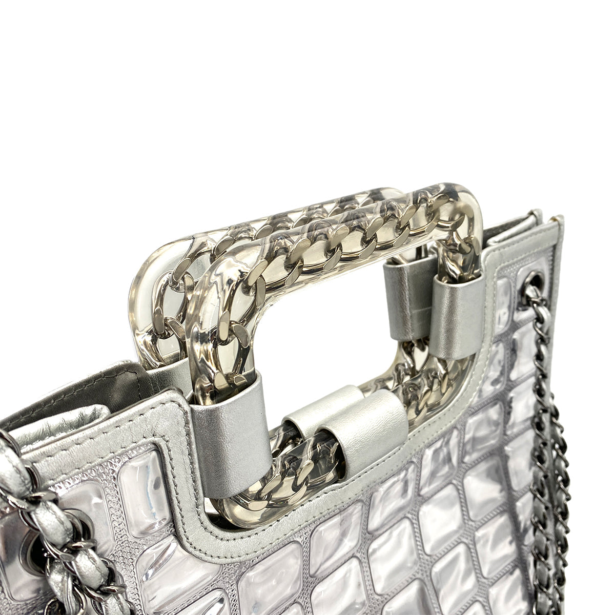 Chanel Vintage Ice Cube Tote Silver Vinyl #5 90252564