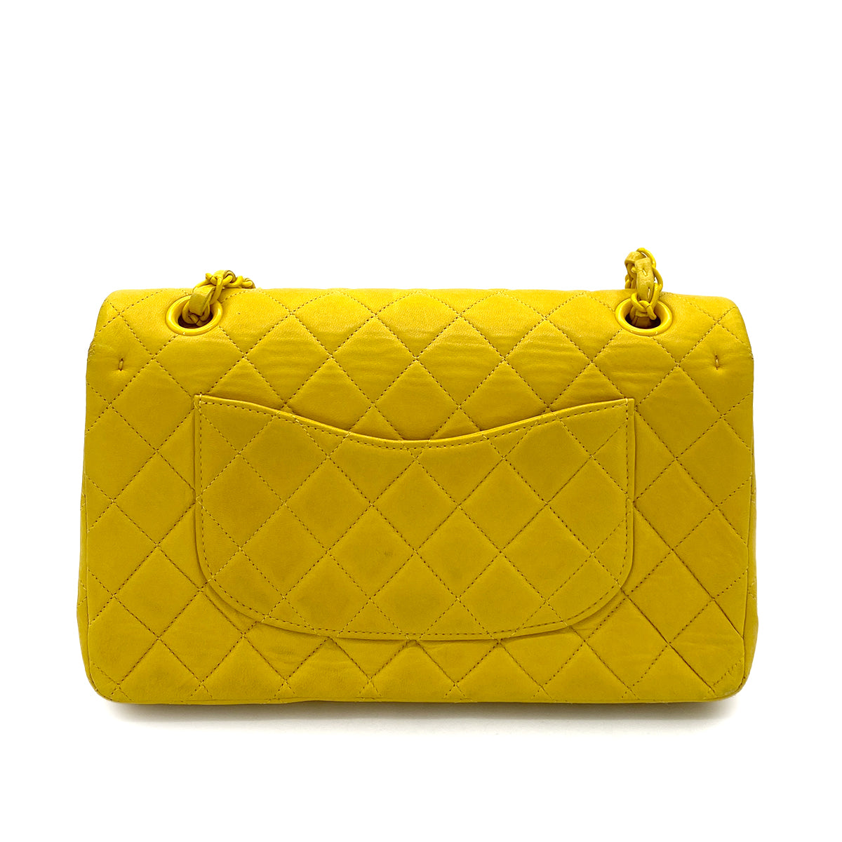 Chanel Vintage Classic Flap Medium Yellow Lambskin GHW #4 90252985