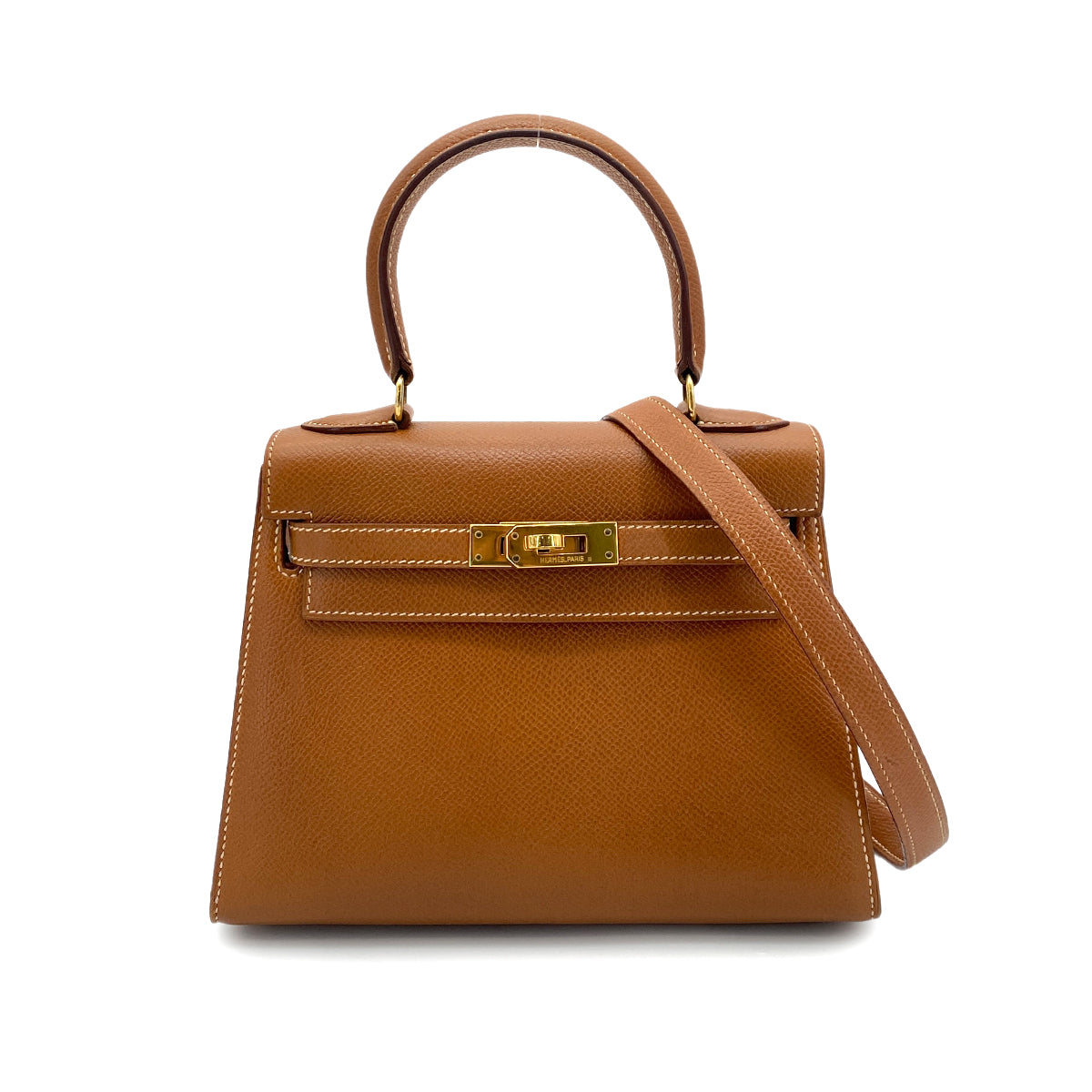 HERMES MINI KELLY 20 GOLD COUCHVEL HAND SHOULDER BAG 〇U GHW 90253608