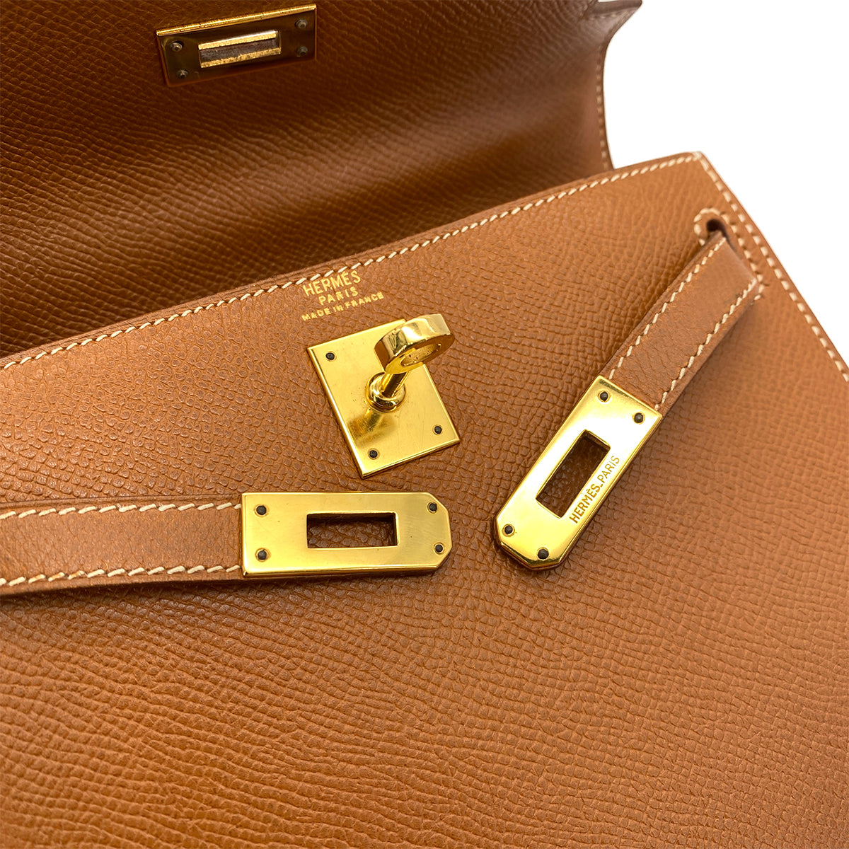 HERMES MINI KELLY 20 GOLD COUCHVEL HAND SHOULDER BAG 〇U GHW 90253608