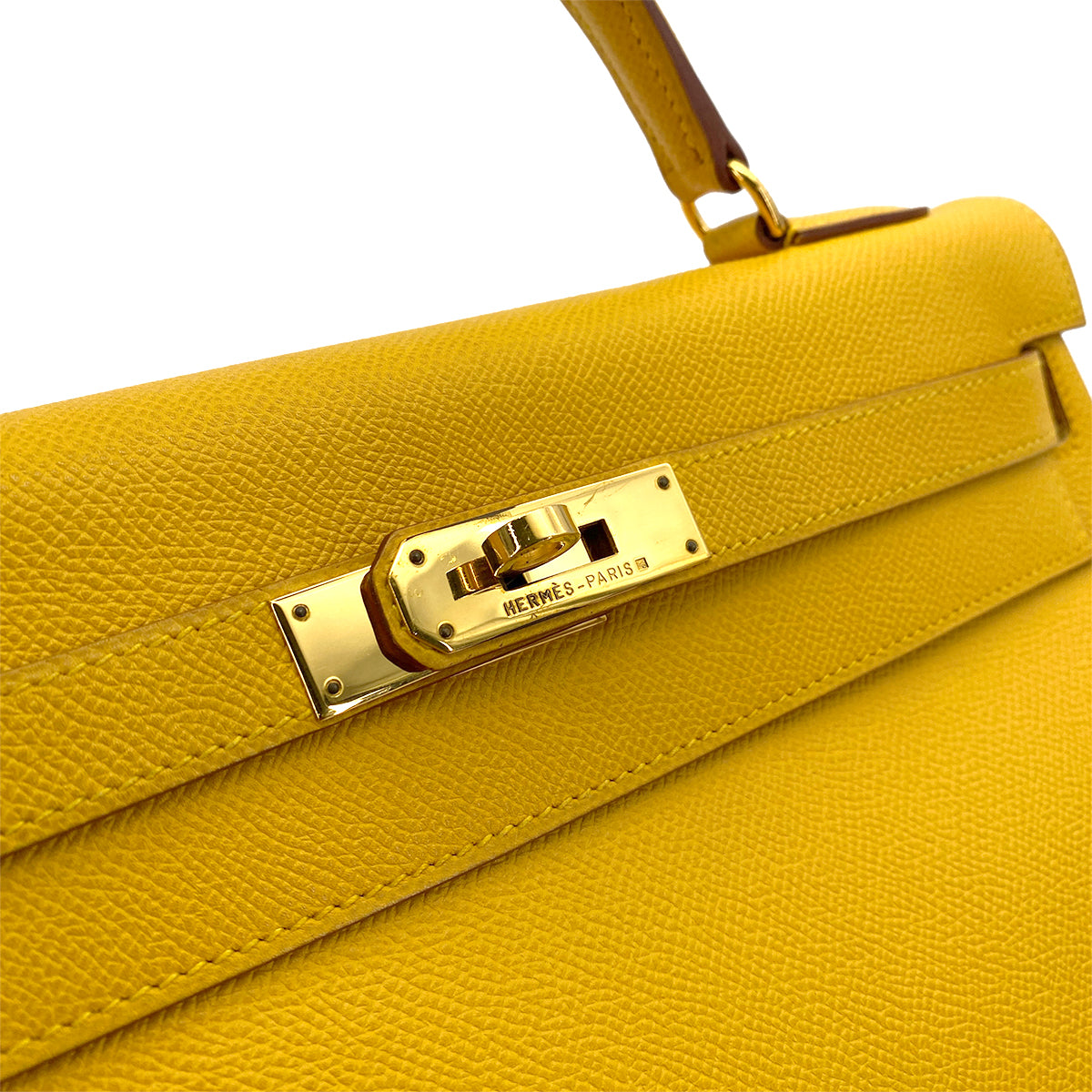 HERMES KELLY 32 RETOURNE JAUNE COUCHEVEL HAND SHOULDER BAG □A GHW 90253621