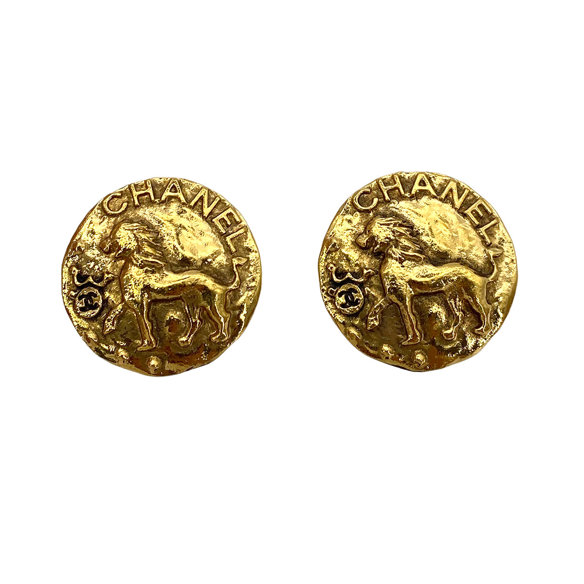 CHANEL VINTAGE EARRINGS LION COCOMARK ROUND ACCESSORY 23 90253650