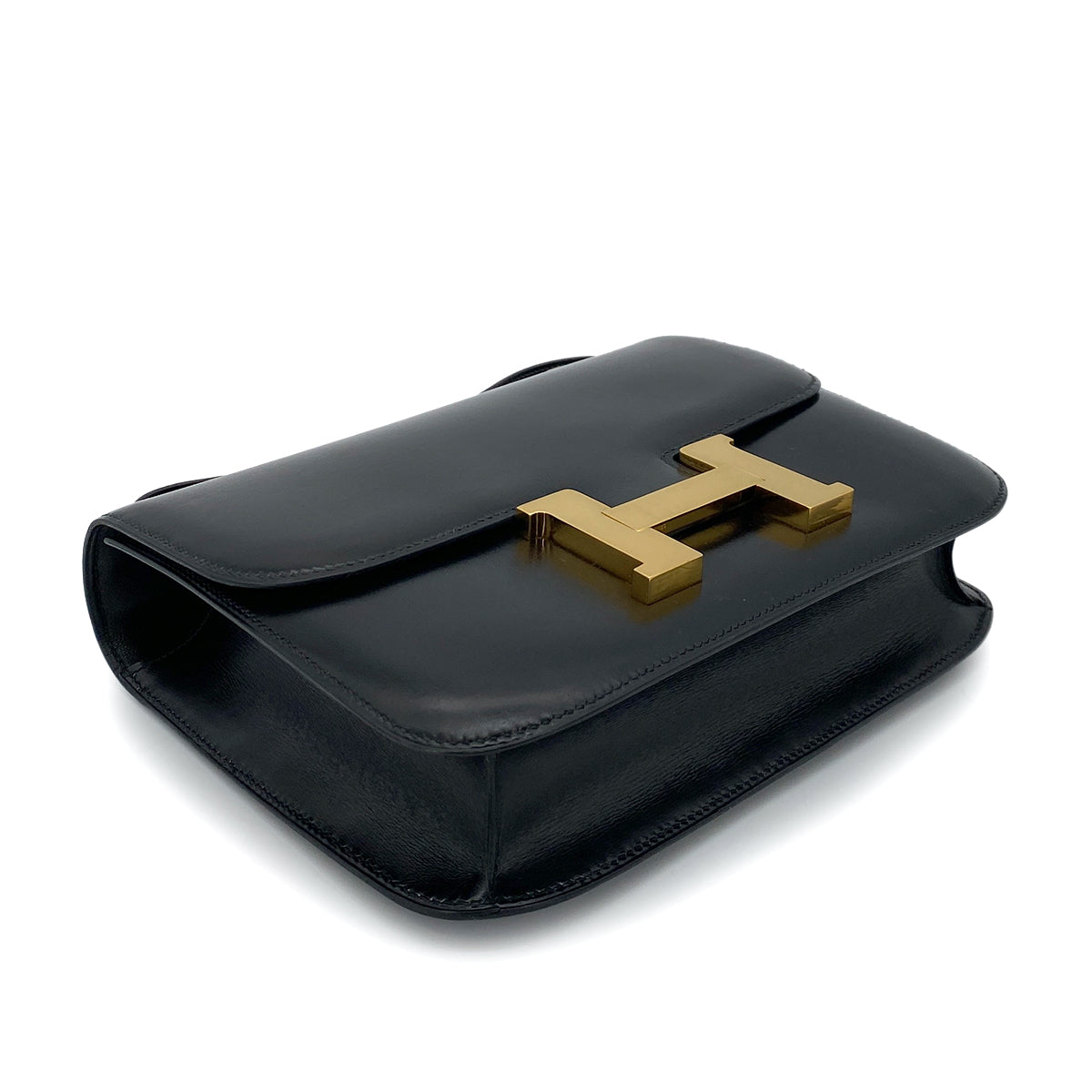 HERMES CONSTANCE BLACK BOXCALF SHOULDER BAG 〇J GHW 90253893