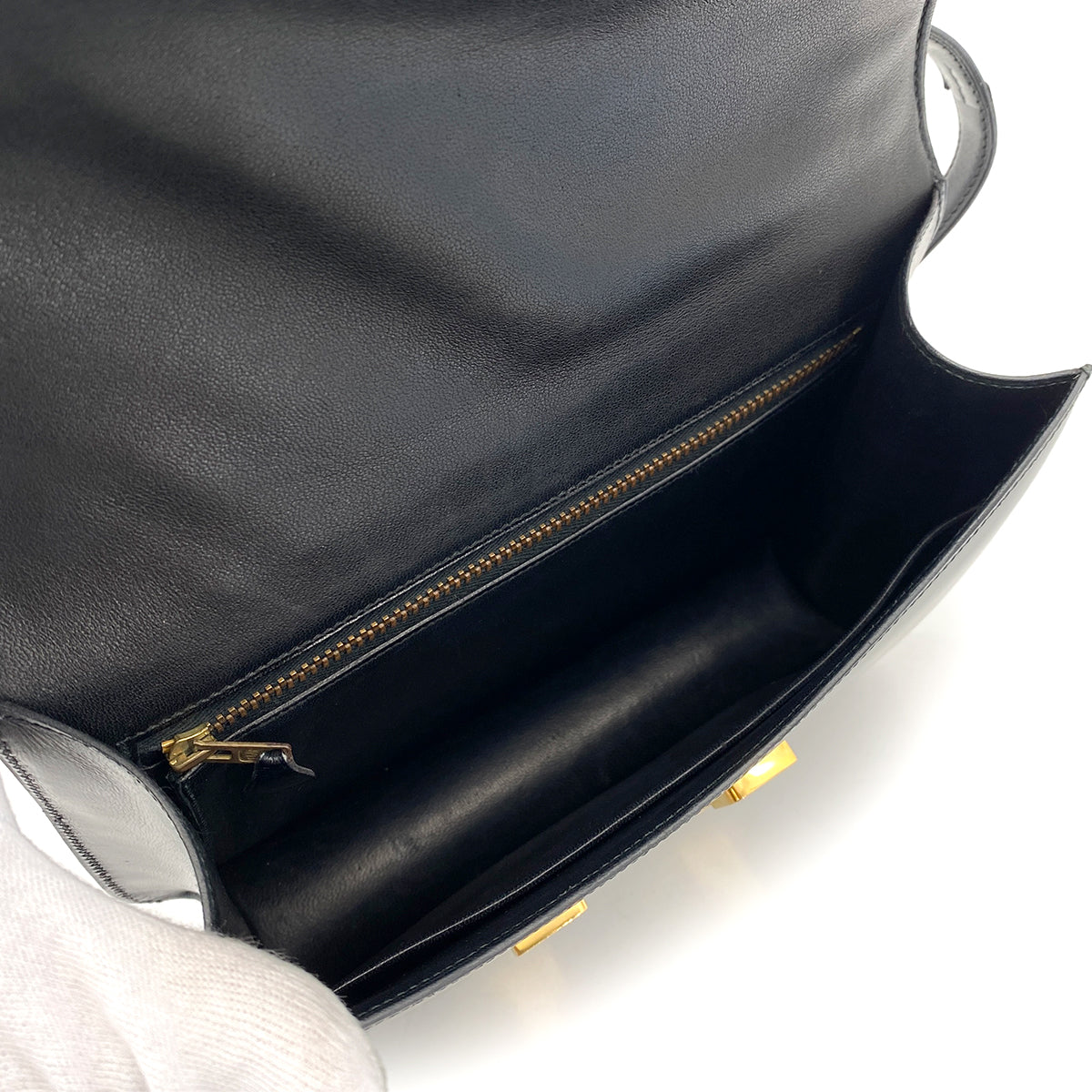 HERMES CONSTANCE BLACK BOXCALF SHOULDER BAG 〇J GHW 90253893