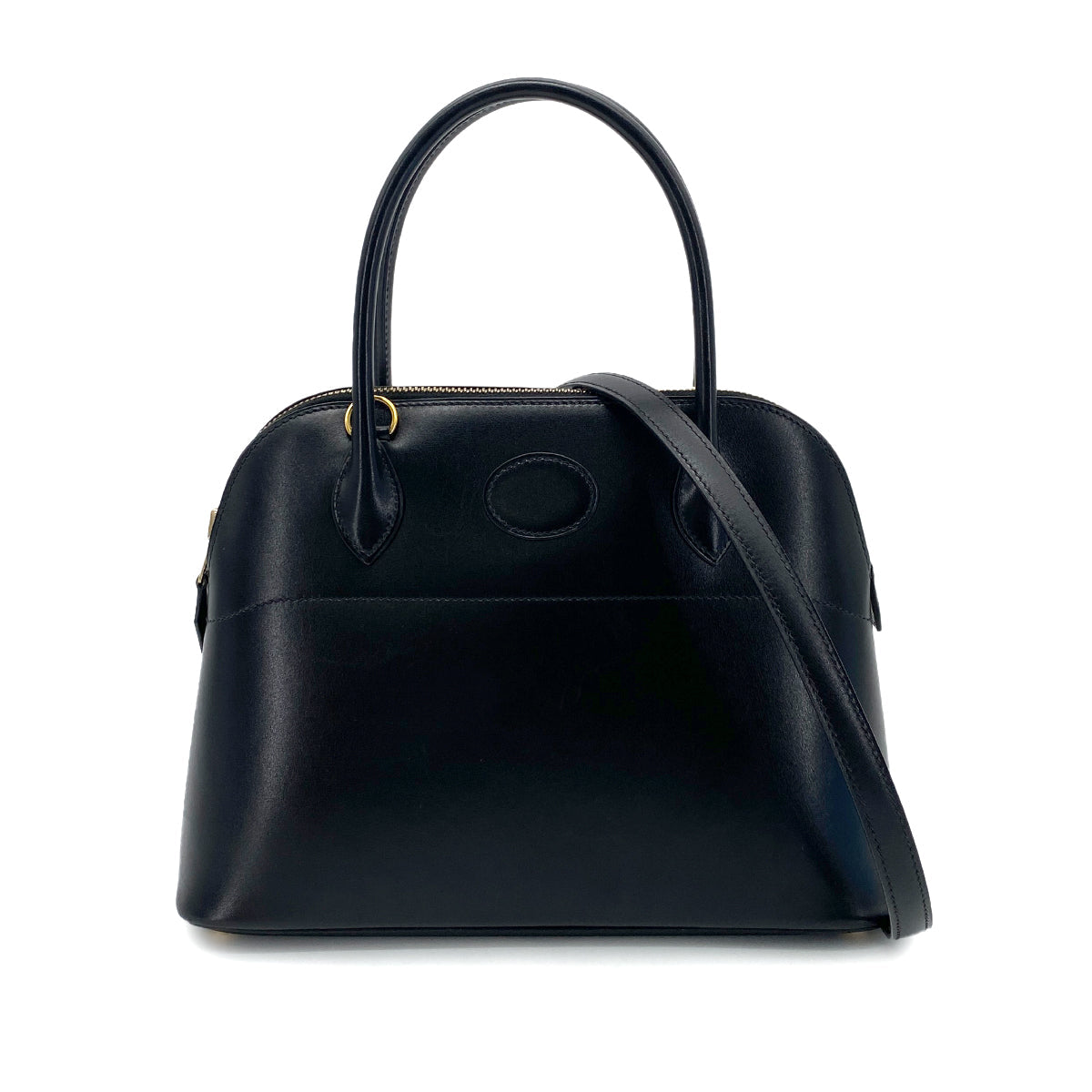 HERMES BOLIDE 27 BLACK BOX CALF HAND SHOULDER BAG □A GHW 90253895